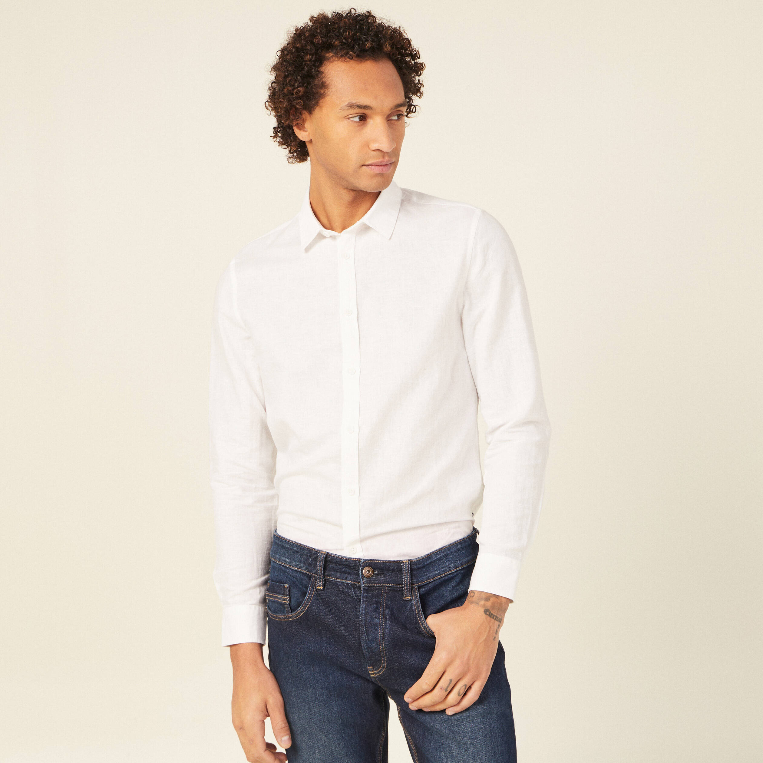 chemise manches longues blanc homme Chemise manches longues blanc homme