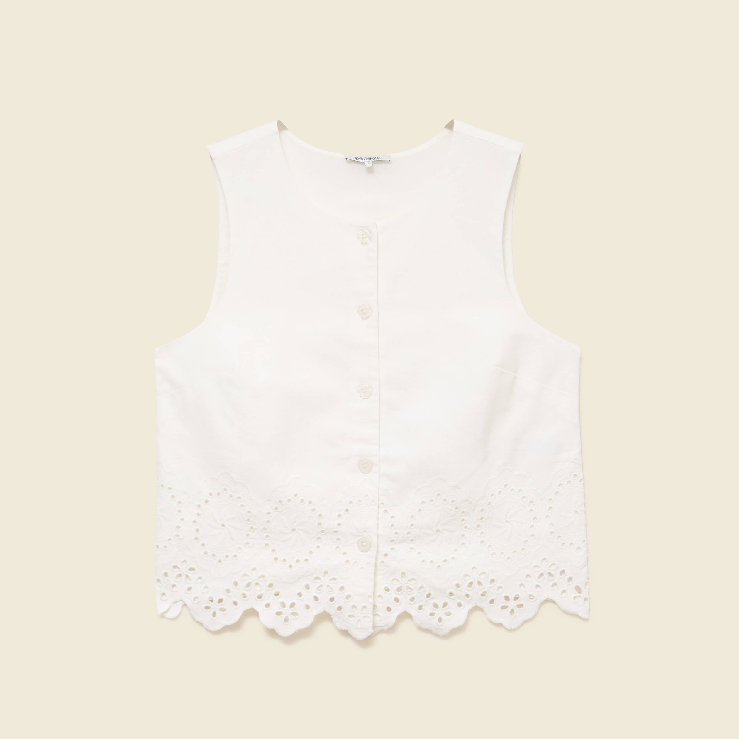 Gilet sans manches col rond ecru femme