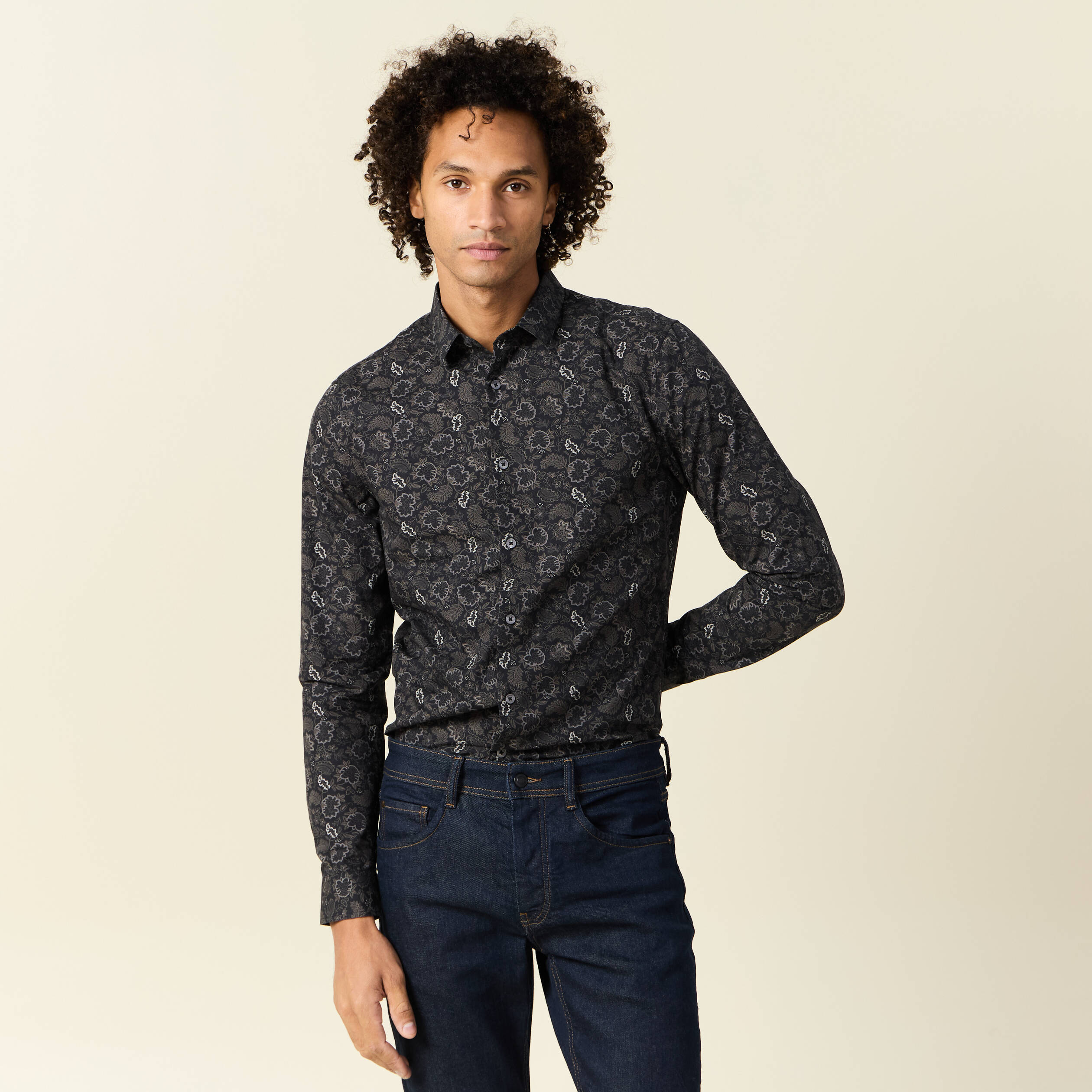 Chemise à rayure gris homme bonobo taille S/36 - Vêtements