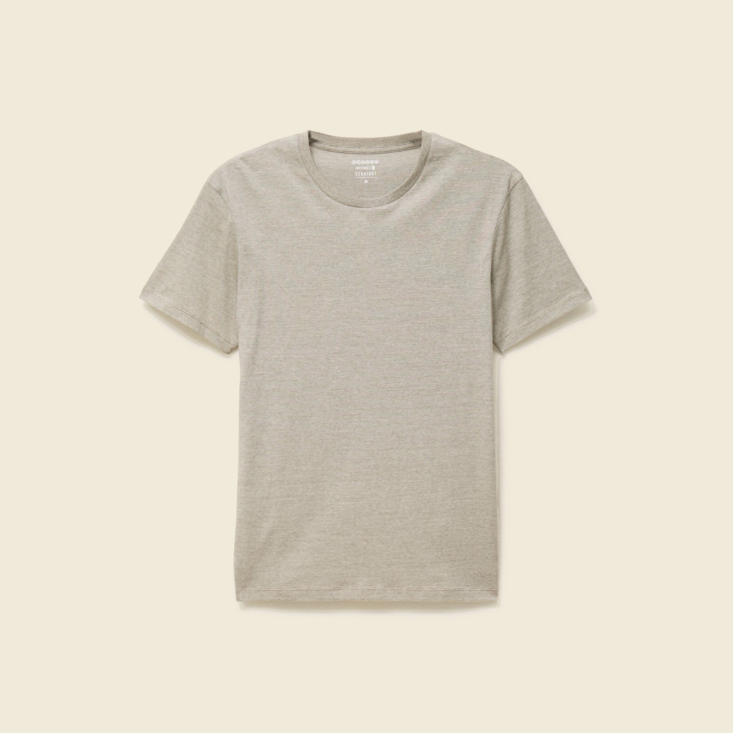 T-shirt cintr&eacute; col rond manches courtes taupe homme