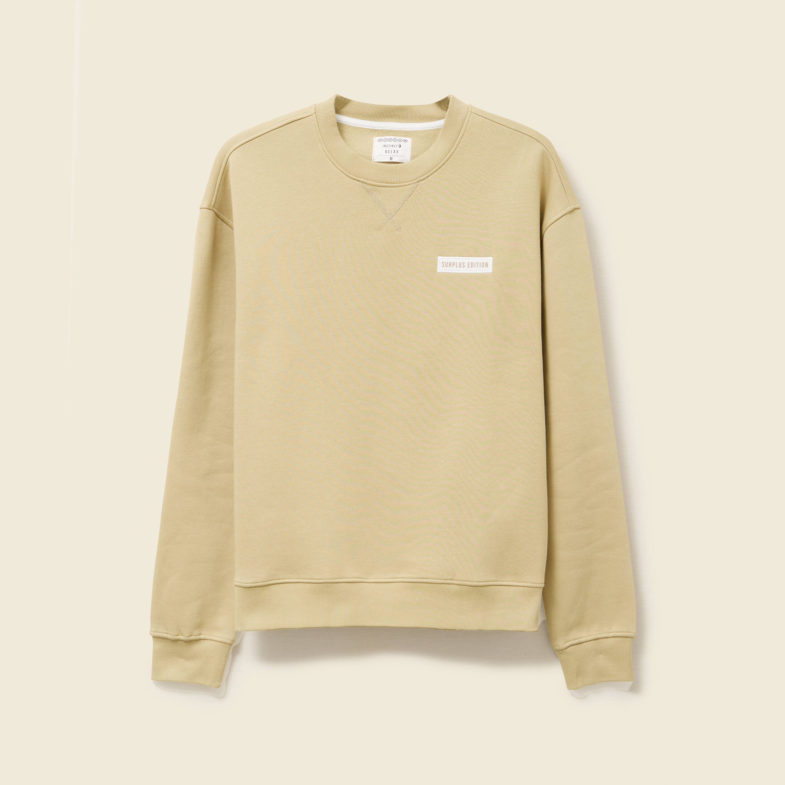 Sweat col rond manches longues beige homme
