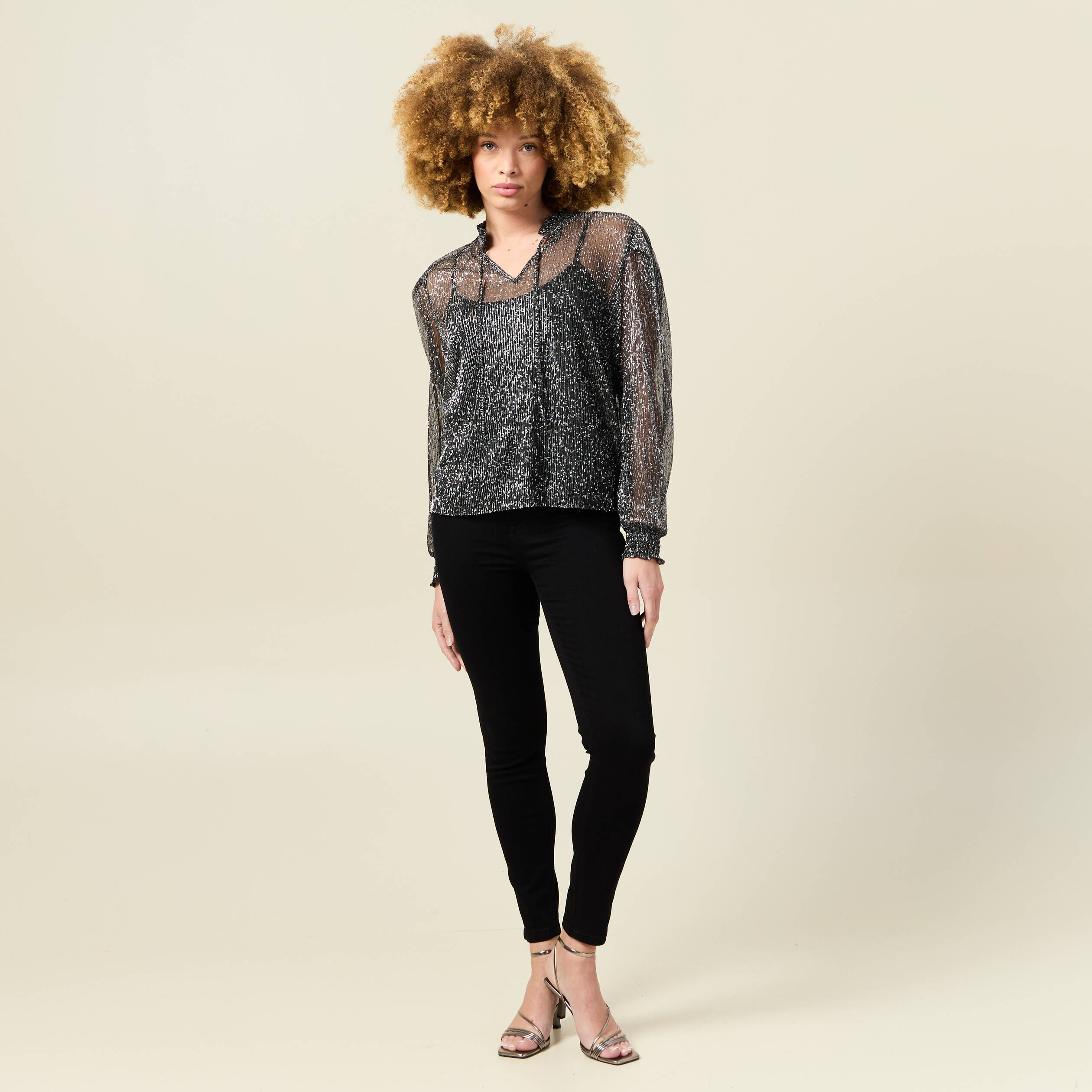 t shirt manches longues brillant noir femme T-shirt manches longues brillant noir femme