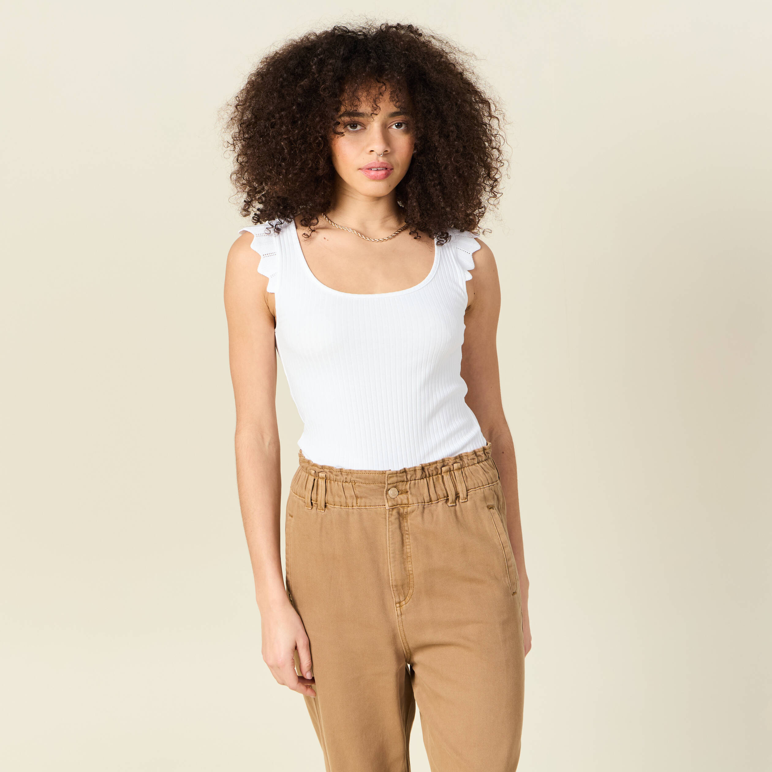 debardeur bretelles larges blanc femme Débardeur bretelles larges blanc femme