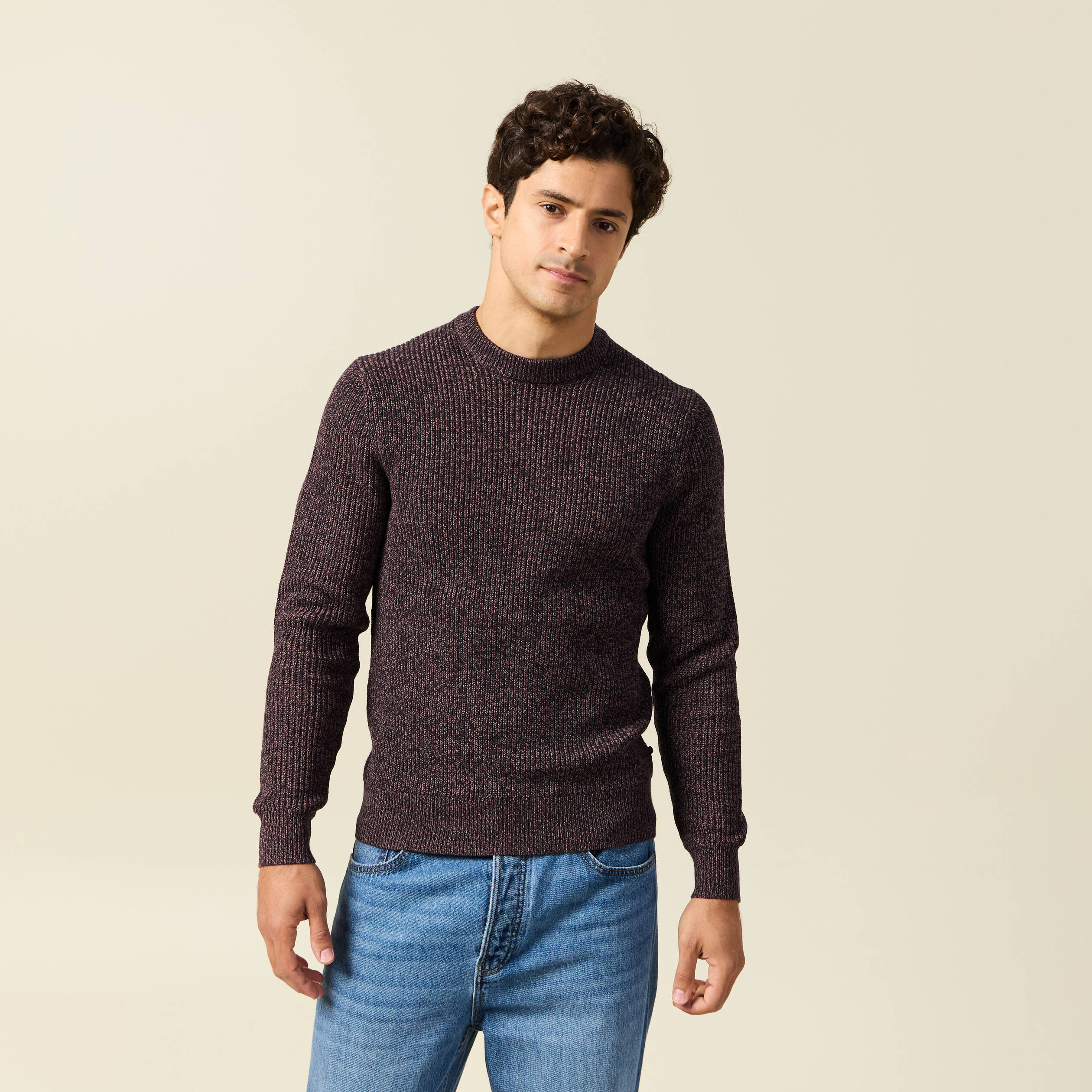 Pull manches longues bordeaux homme