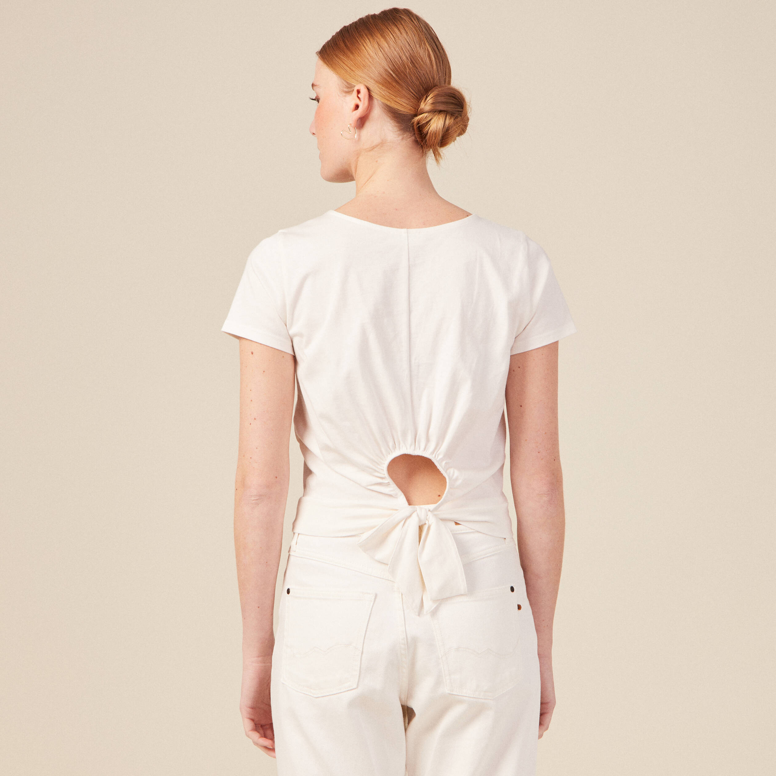 t shirt manches courtes creme femme T-shirt manches courtes creme femme