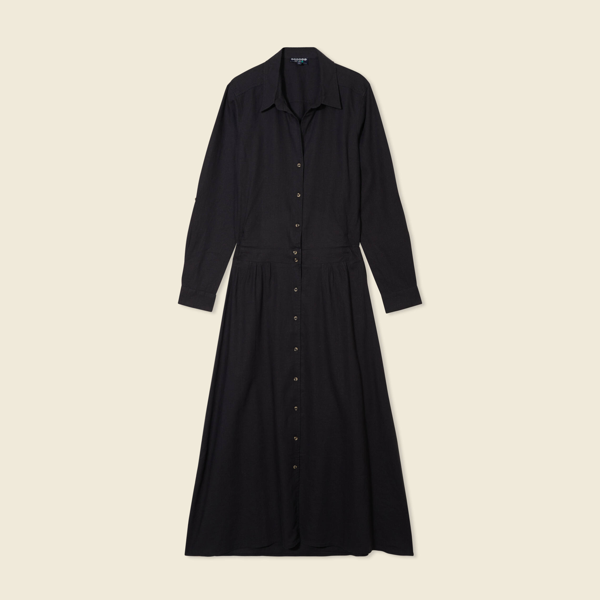 Robe droite manches longues 3/4 noir femme