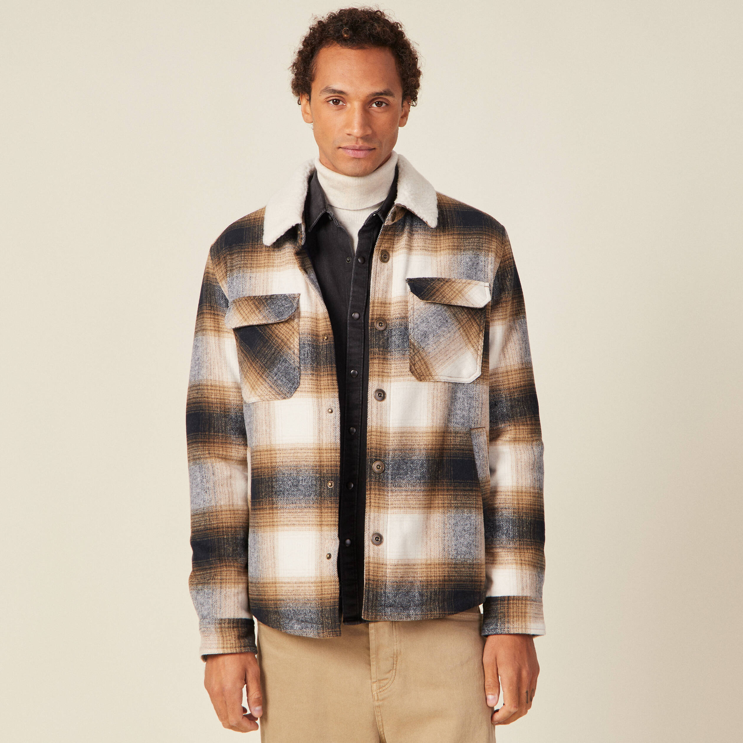 Veste surchemise ample ecru homme