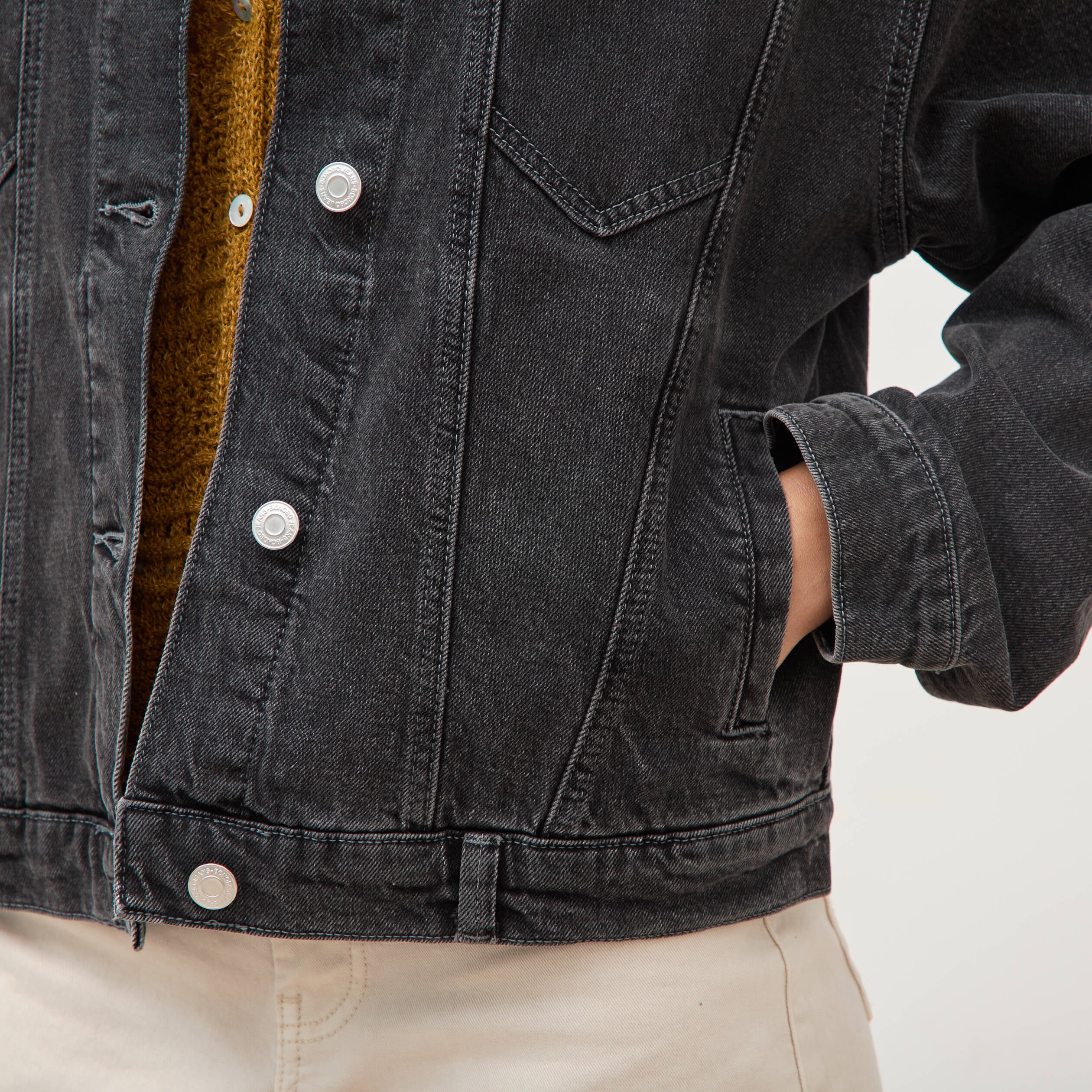 Veste oversize en jean denim gris femme