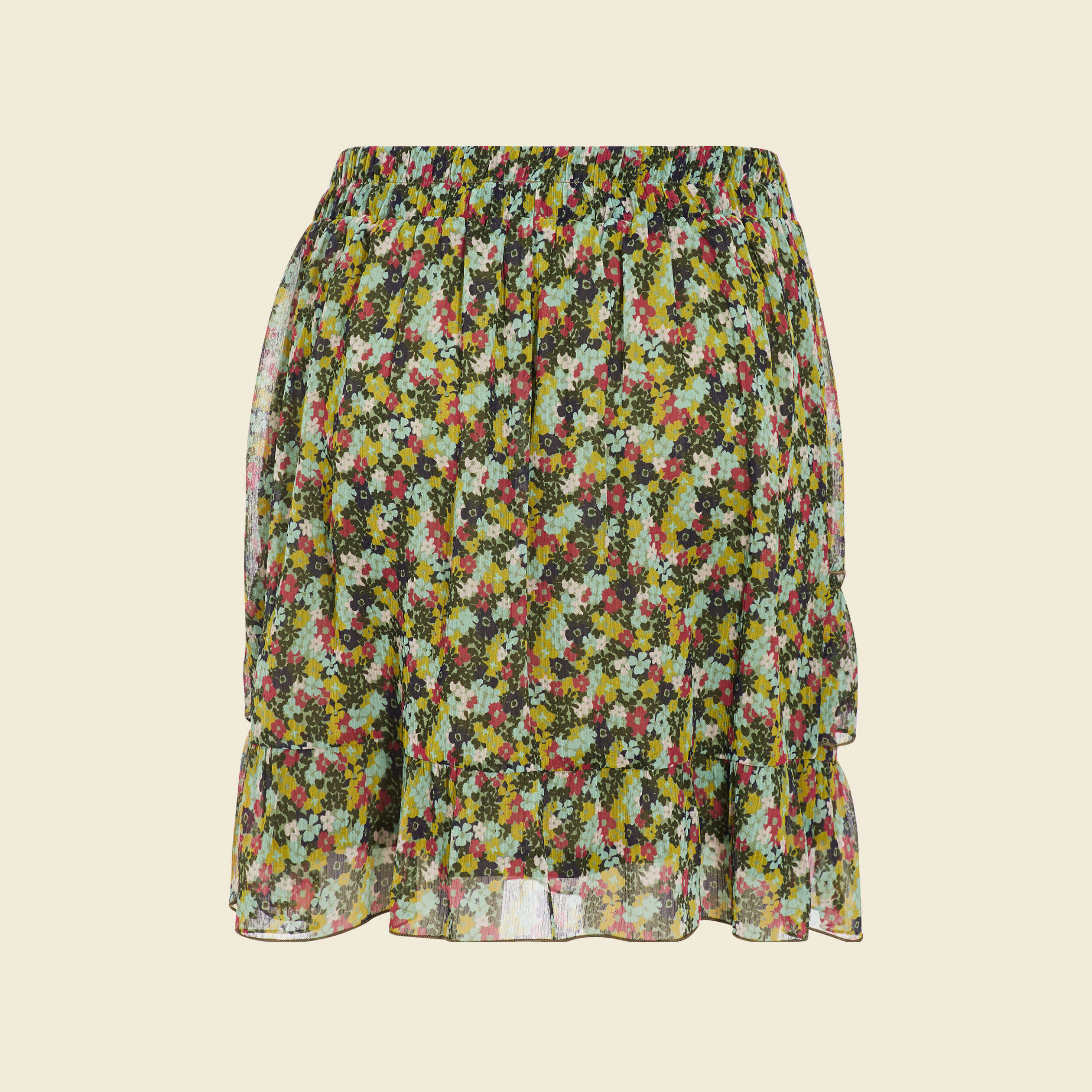 jupe droite volantee vert kaki femme Jupe droite volantée vert kaki femme