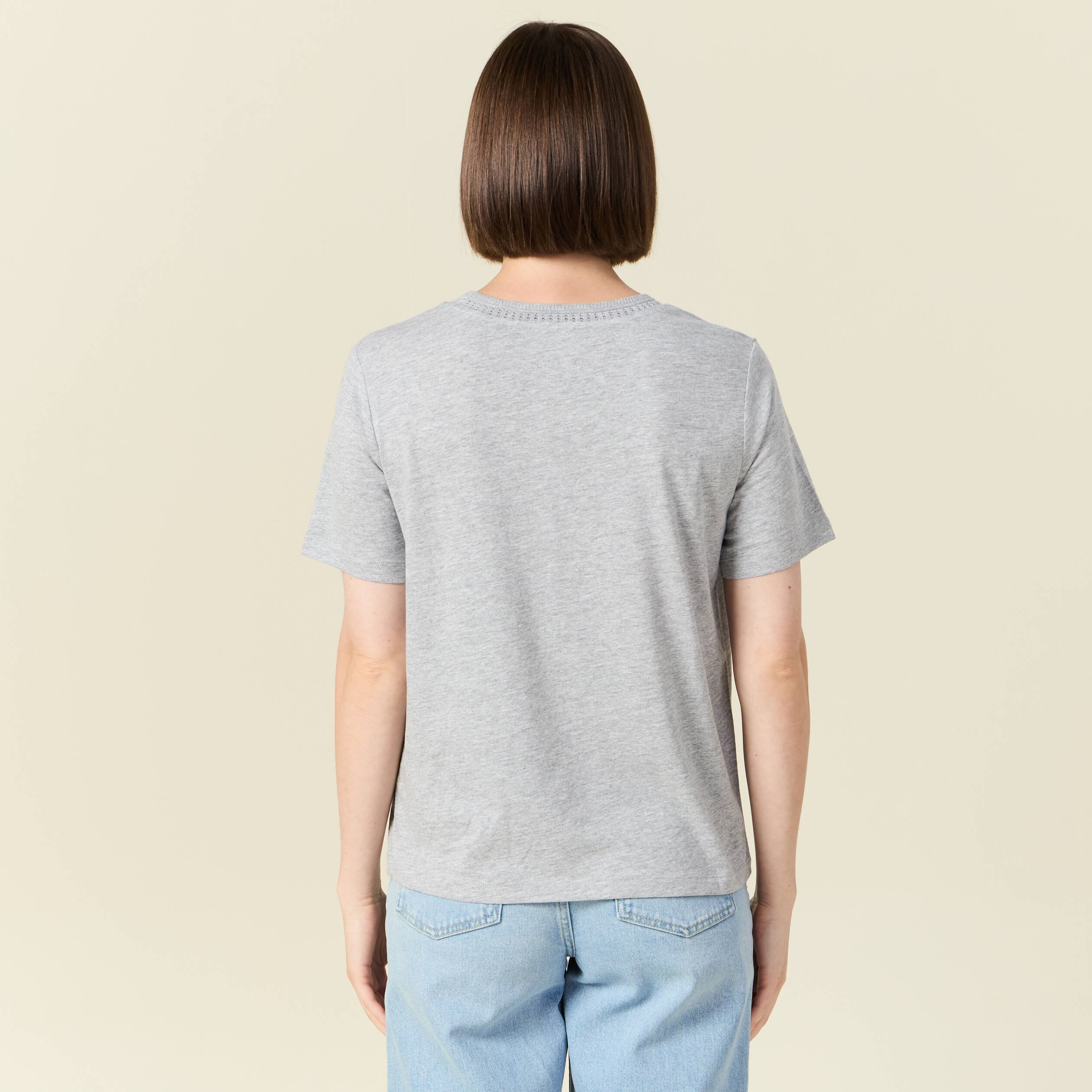 t shirt manches courtes gris femme T-shirt manches courtes gris femme