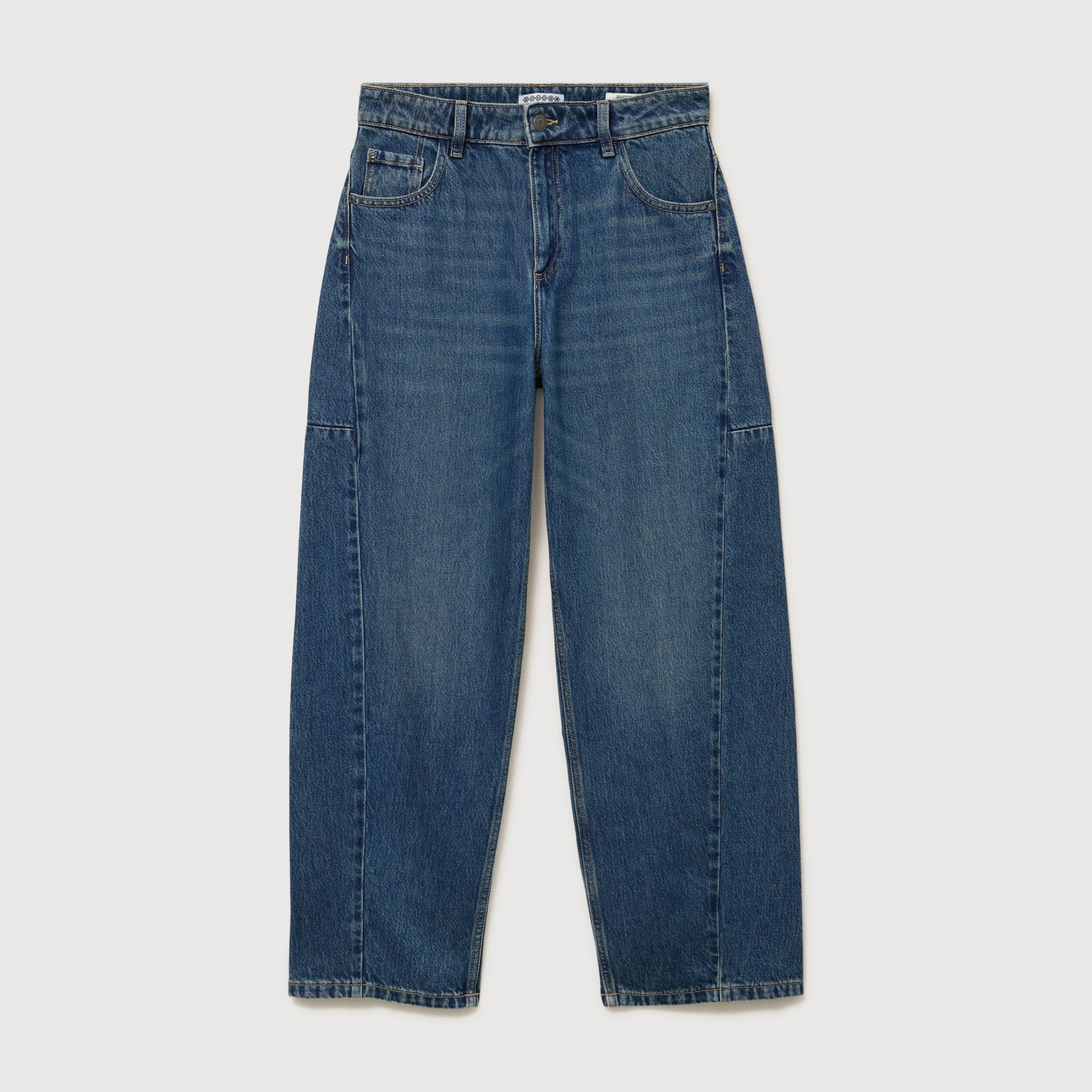 Jeans barrel taille standard bleu femme