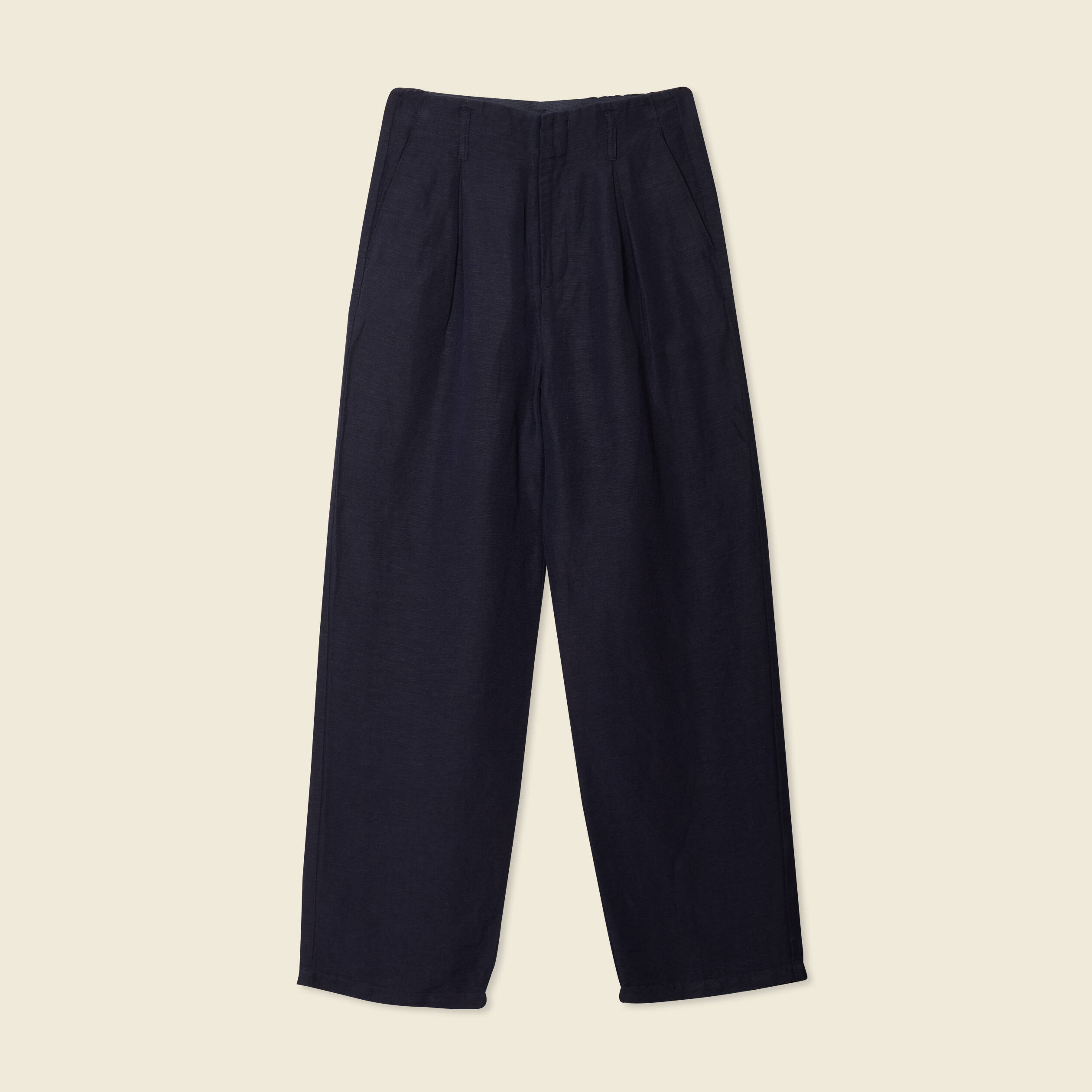 pantalon large a pinces bleu fonce femme Pantalon large à pinces bleu foncé femme