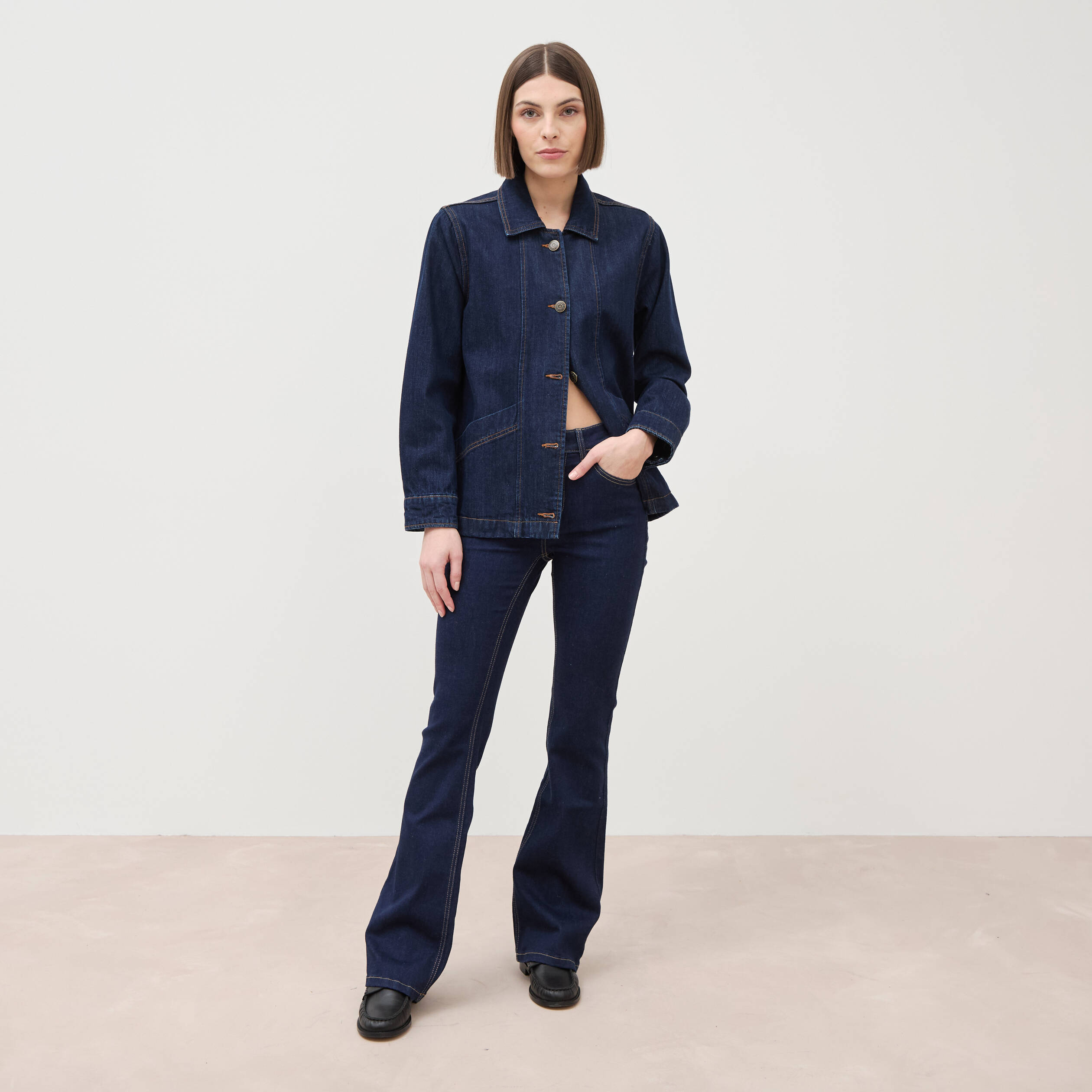 Jeans bootcut denim brut rinse femme