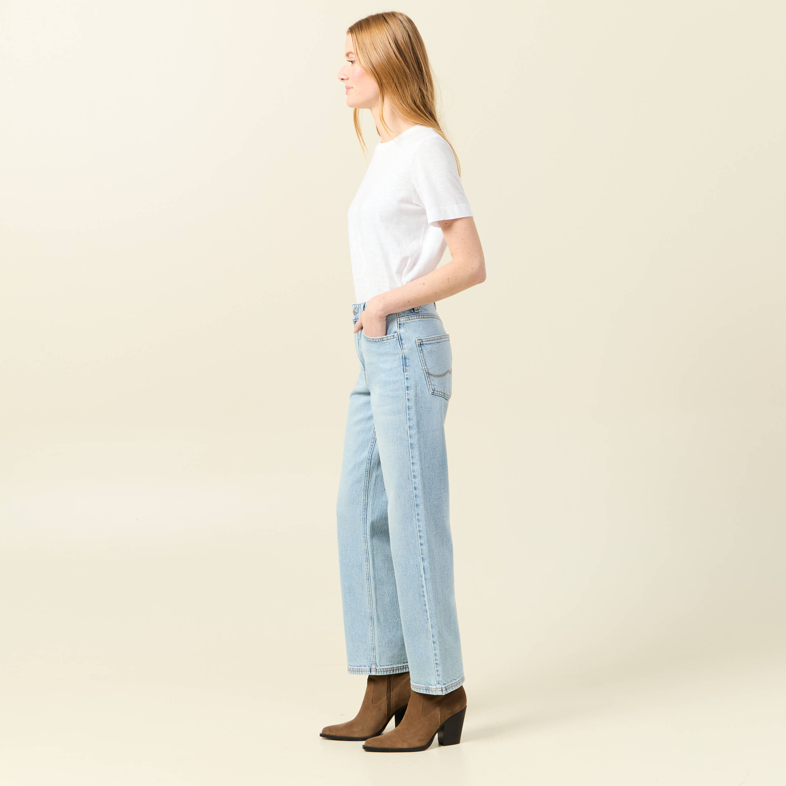 jeans droit 78eme denim bleach femme Jeans droit 7/8ème denim bleach femme