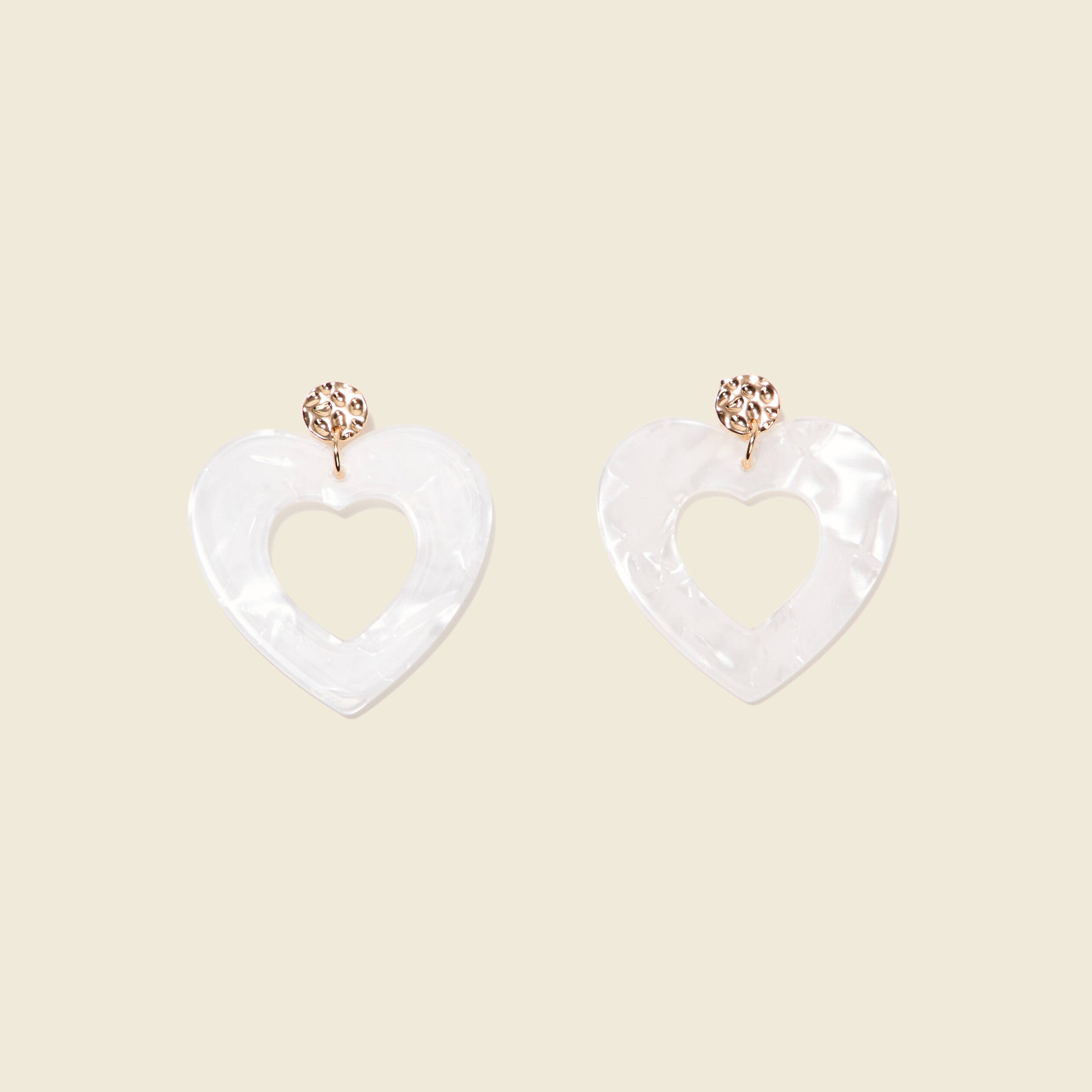 Boucles d'oreilles pendantes ecru femme