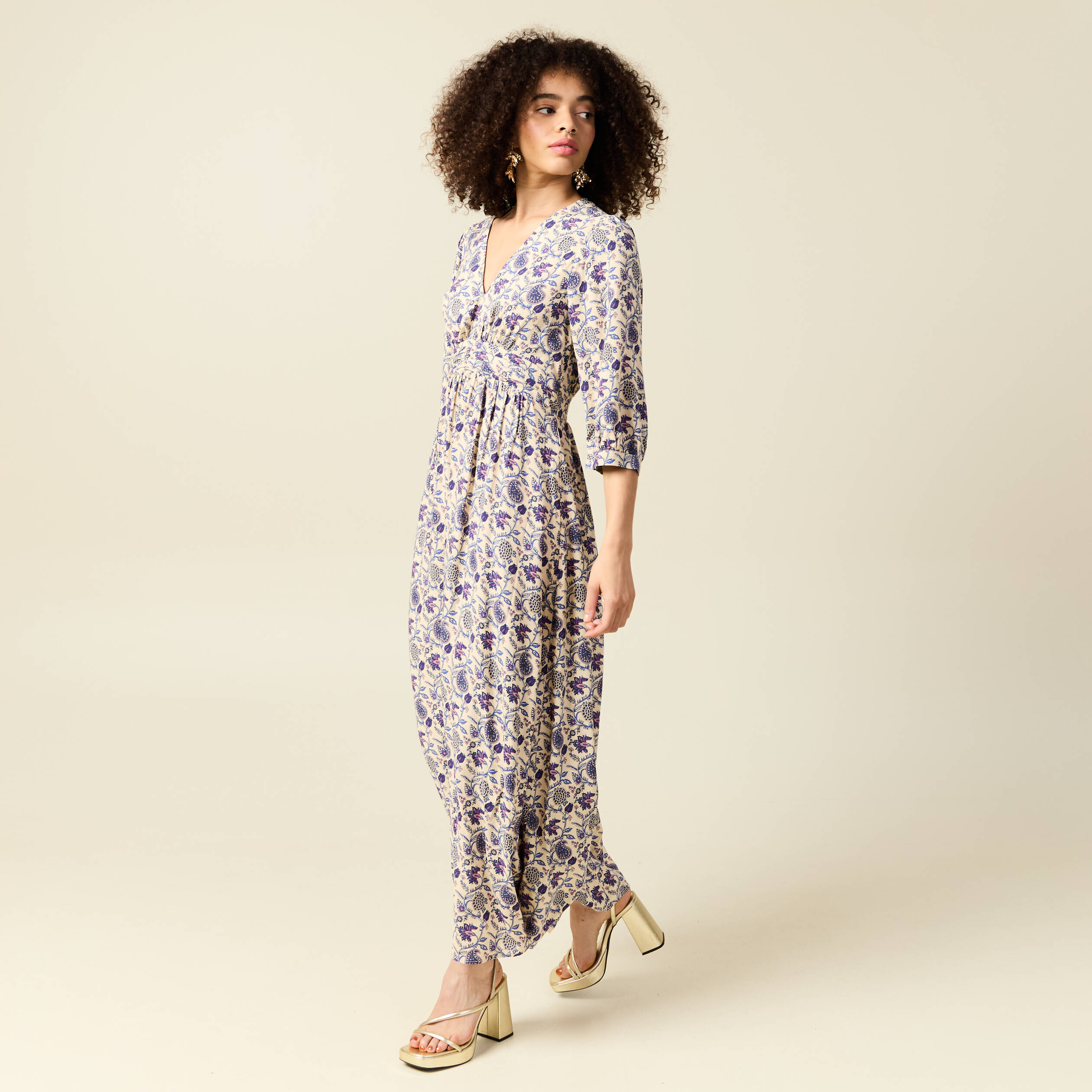 robe col v manches longues bleu femme Robe col V manches longues bleu femme