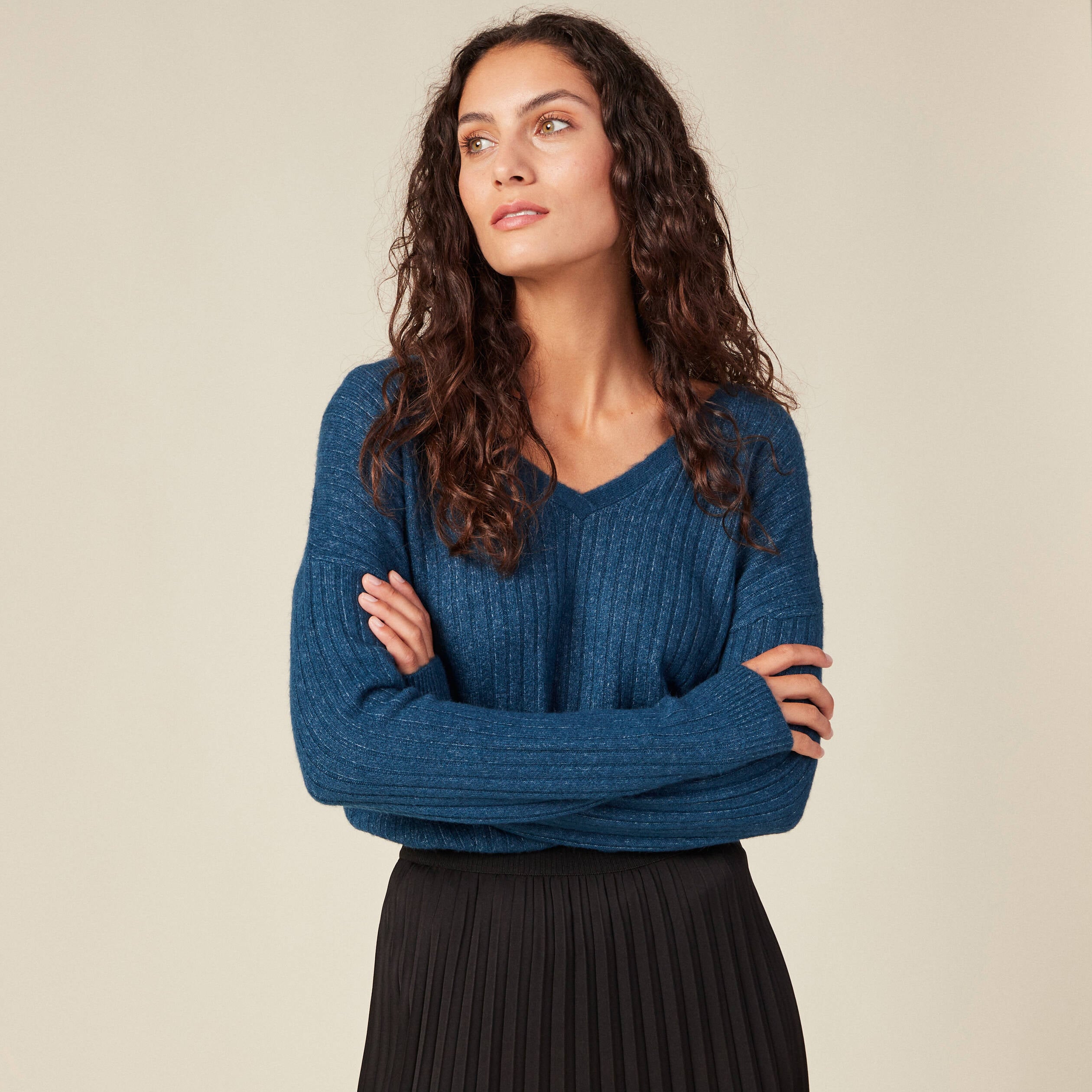Pull bleu canard femme