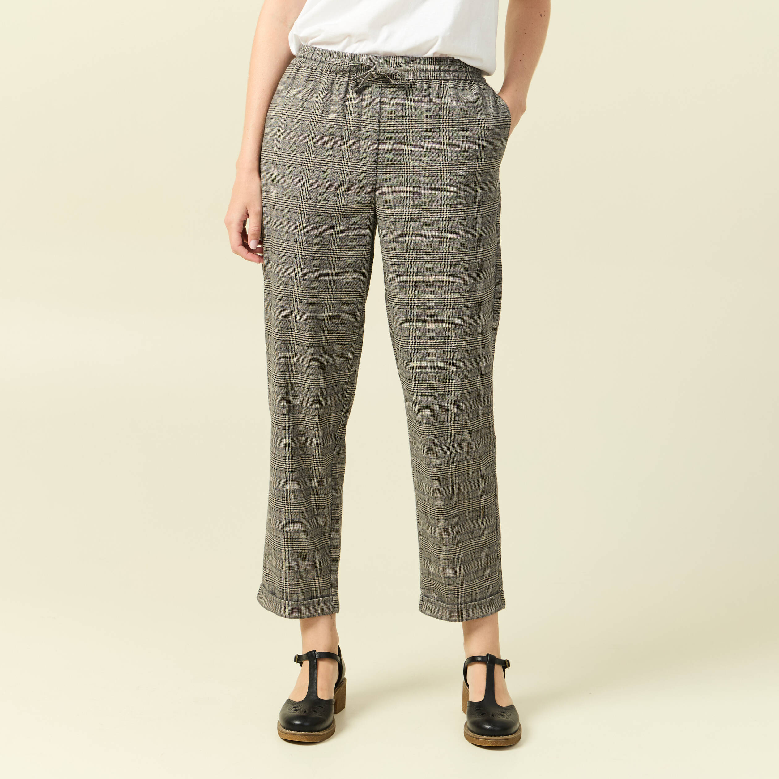 Pantalon taille haute fluide noir femme