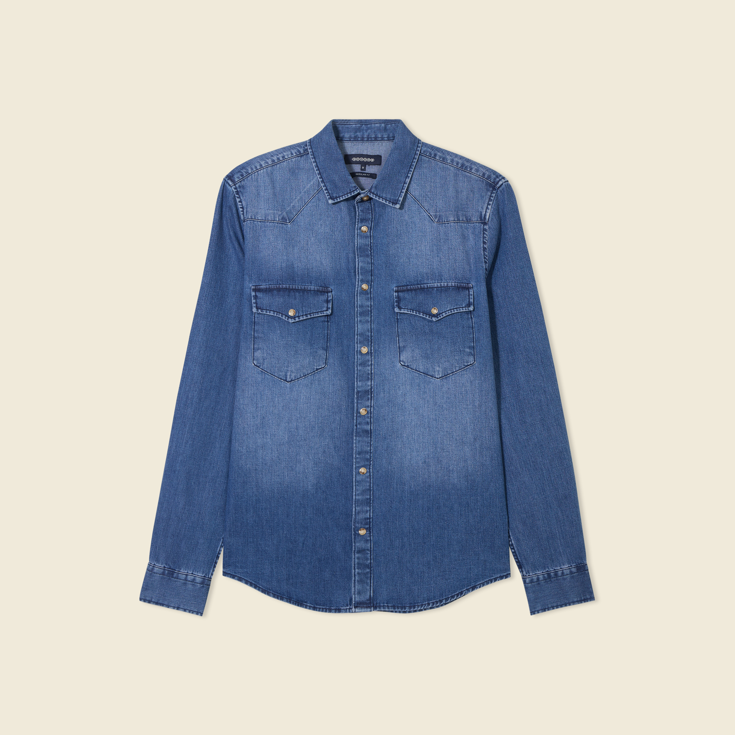 Chemise manches longues denim stone homme