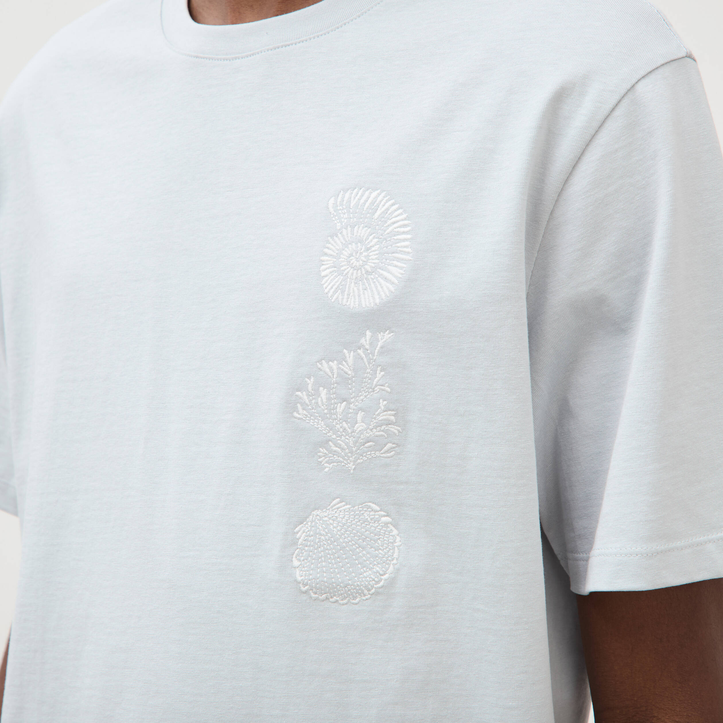 T-shirt ample en coton manches courtes gris clair homme