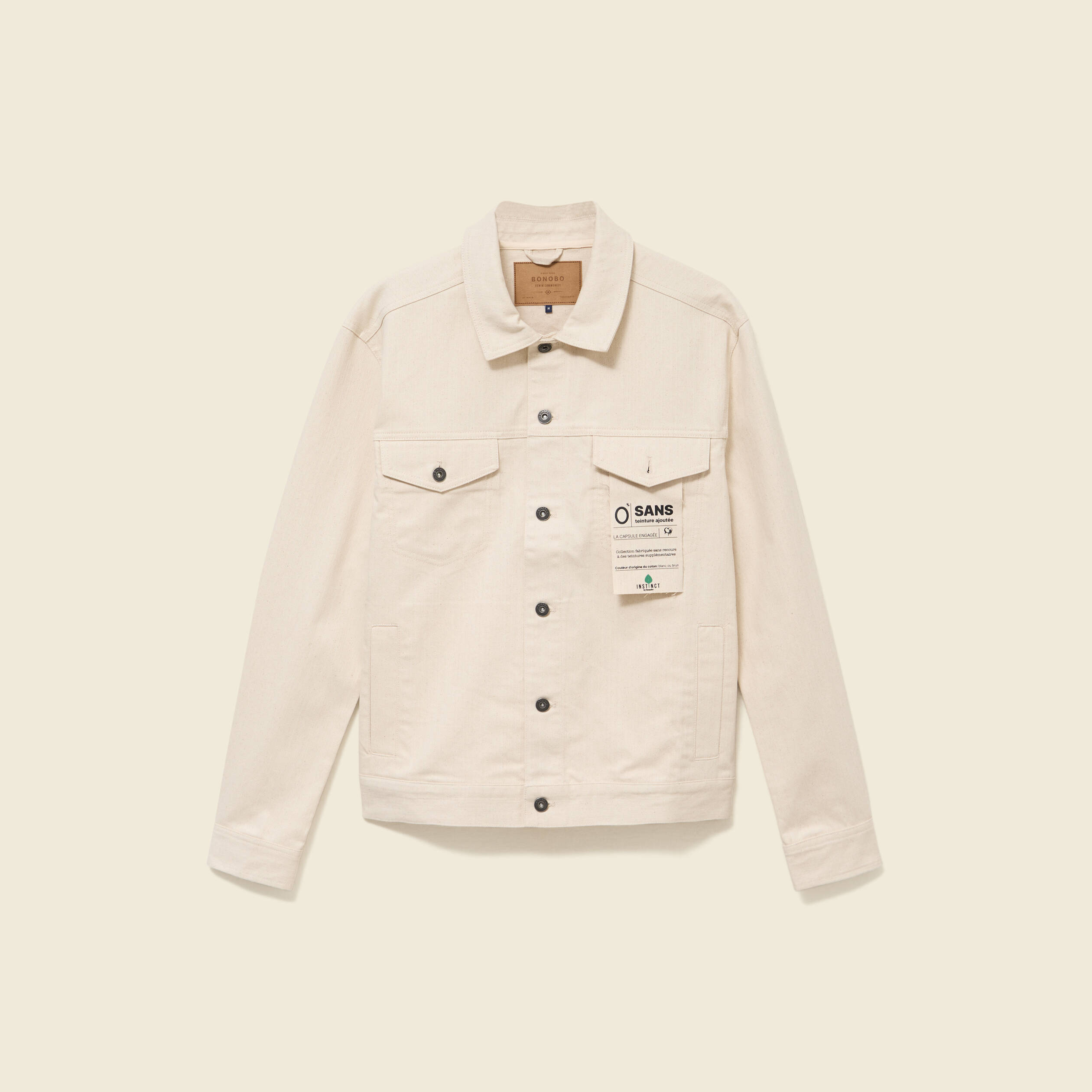 Veste manches longues col classique ecru homme