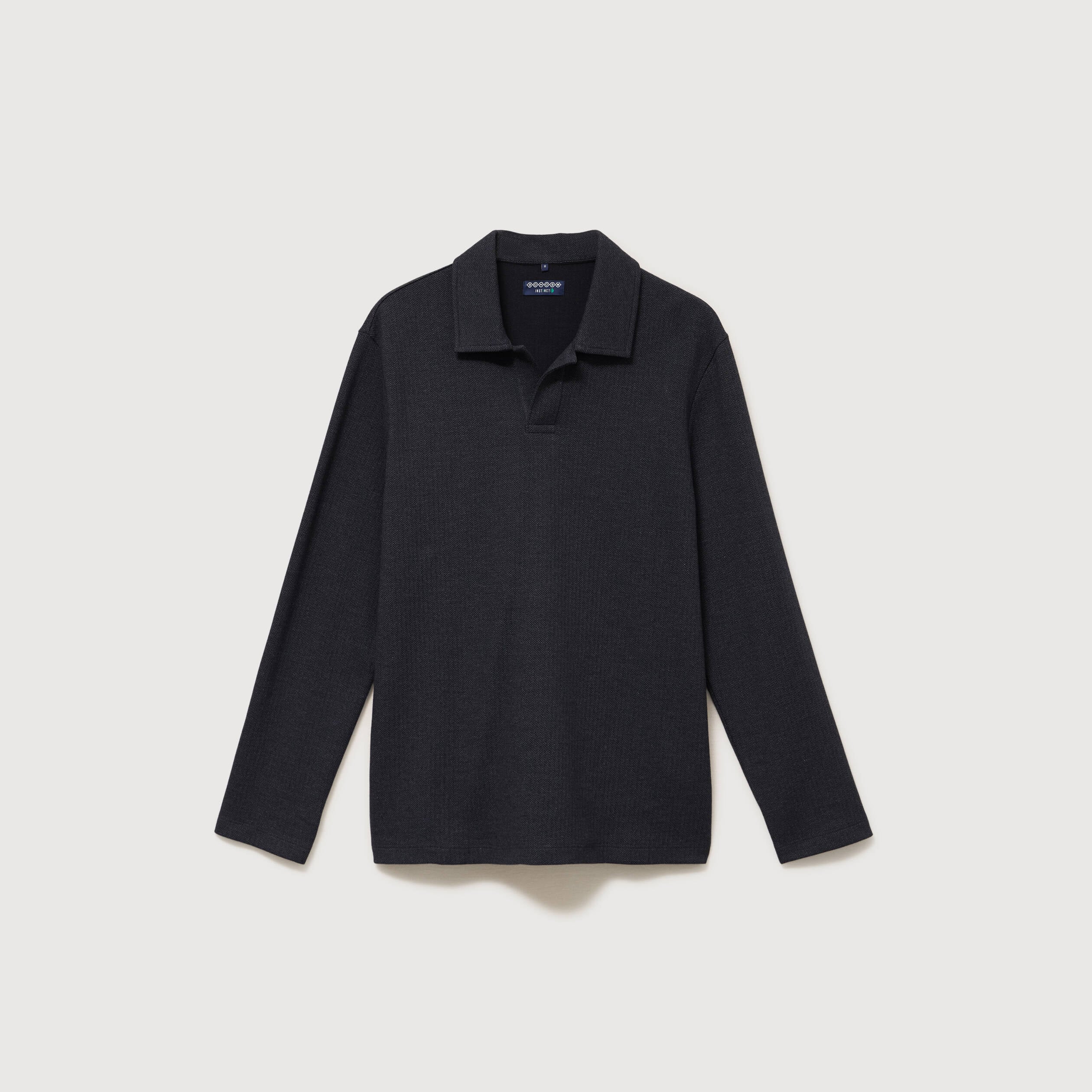 Polo manches longues noir homme