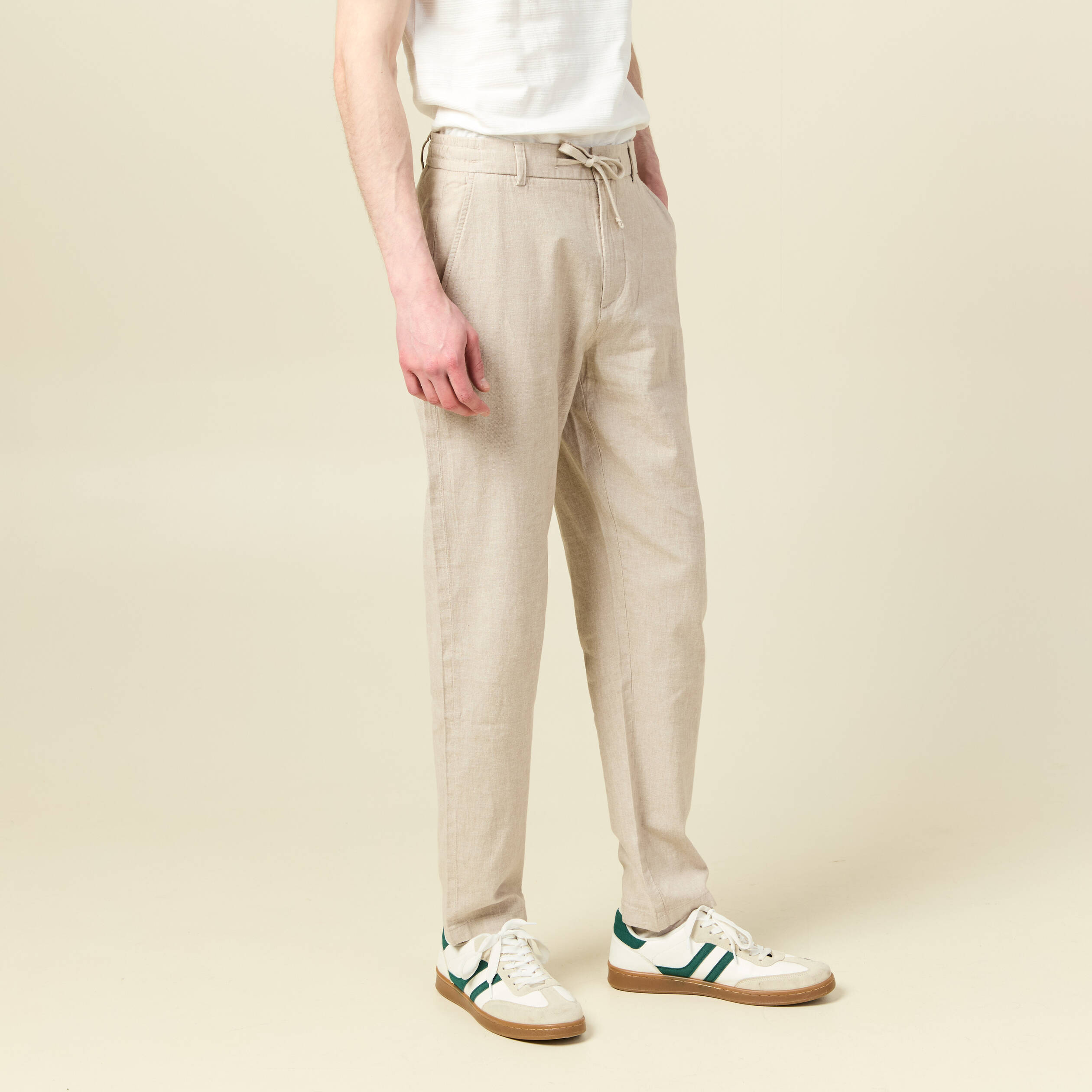 Chino coupe droite longueur 32 beige homme