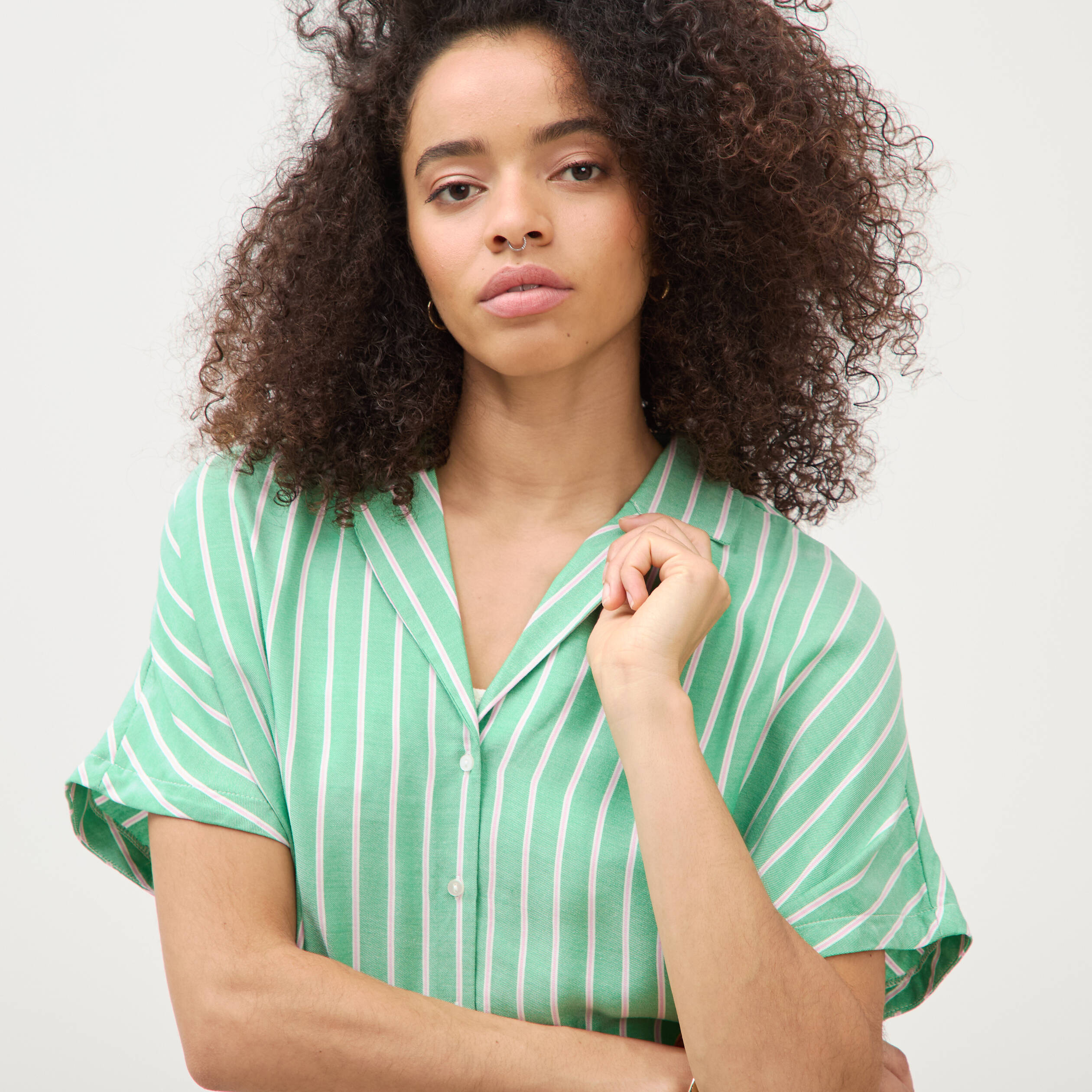 Chemise manches 3/4 vert menthe femme