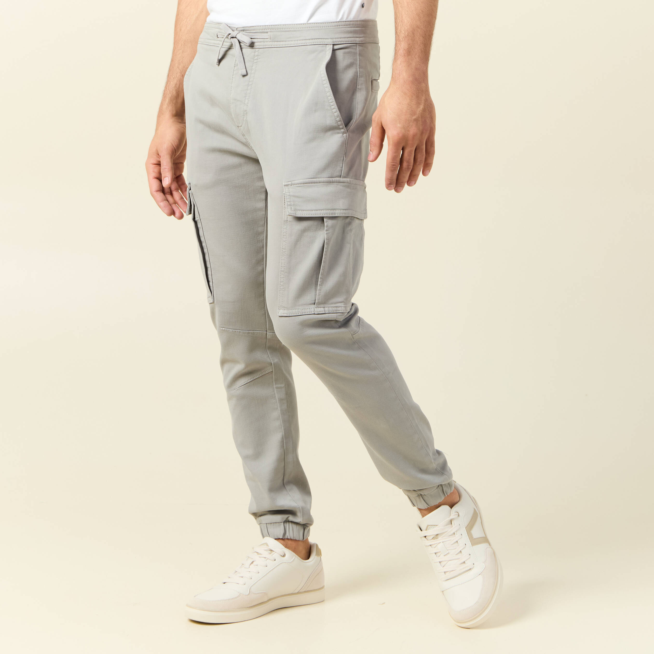 pantalon battle bas resserre gris homme Pantalon battle bas resserré gris homme