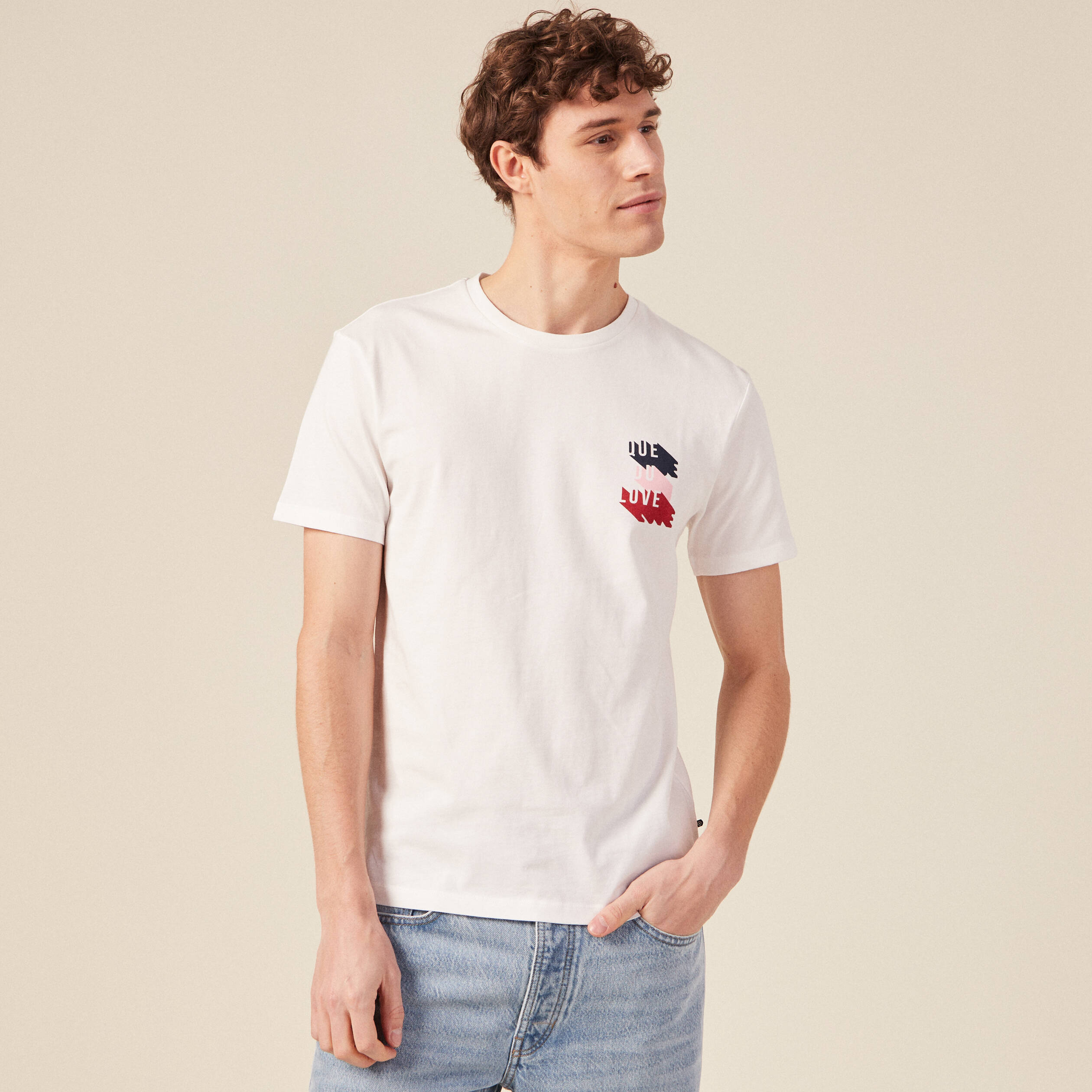 t shirt manches courtes ecru homme T-shirt manches courtes ecru homme
