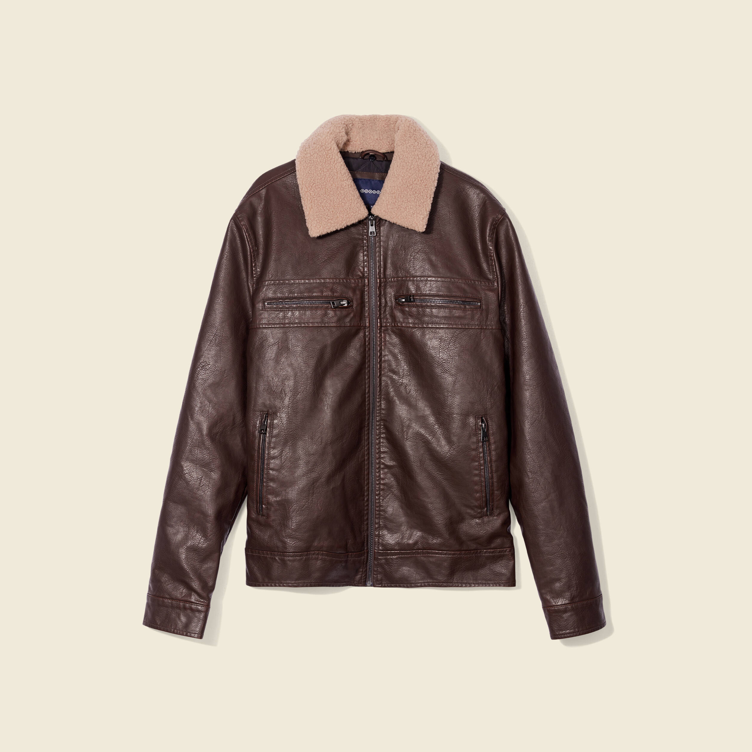 Blouson droit col aviateur marron homme Bonobo