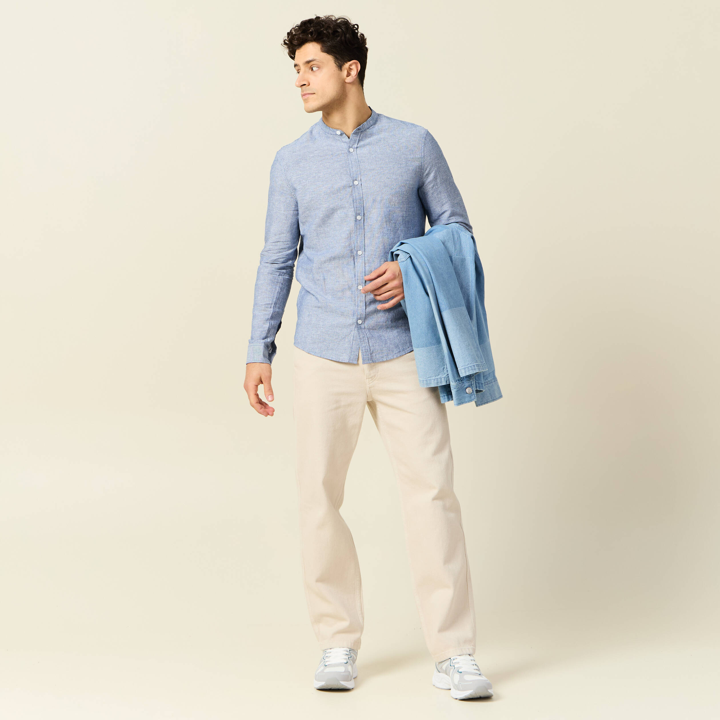 Chemise manches longues bleu gris homme