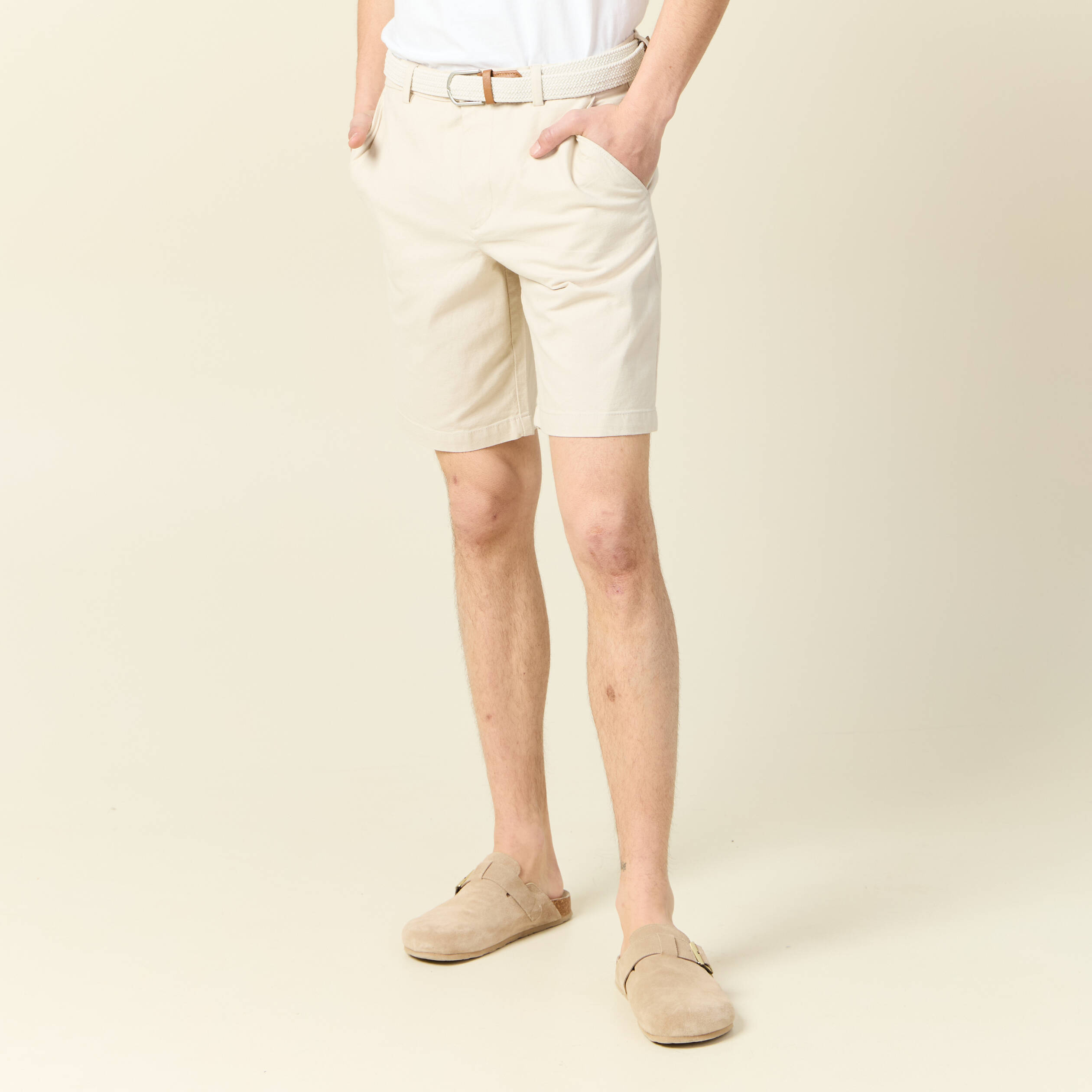 bermuda droit chino ceinture sable homme Bermuda droit chino ceinture sable homme