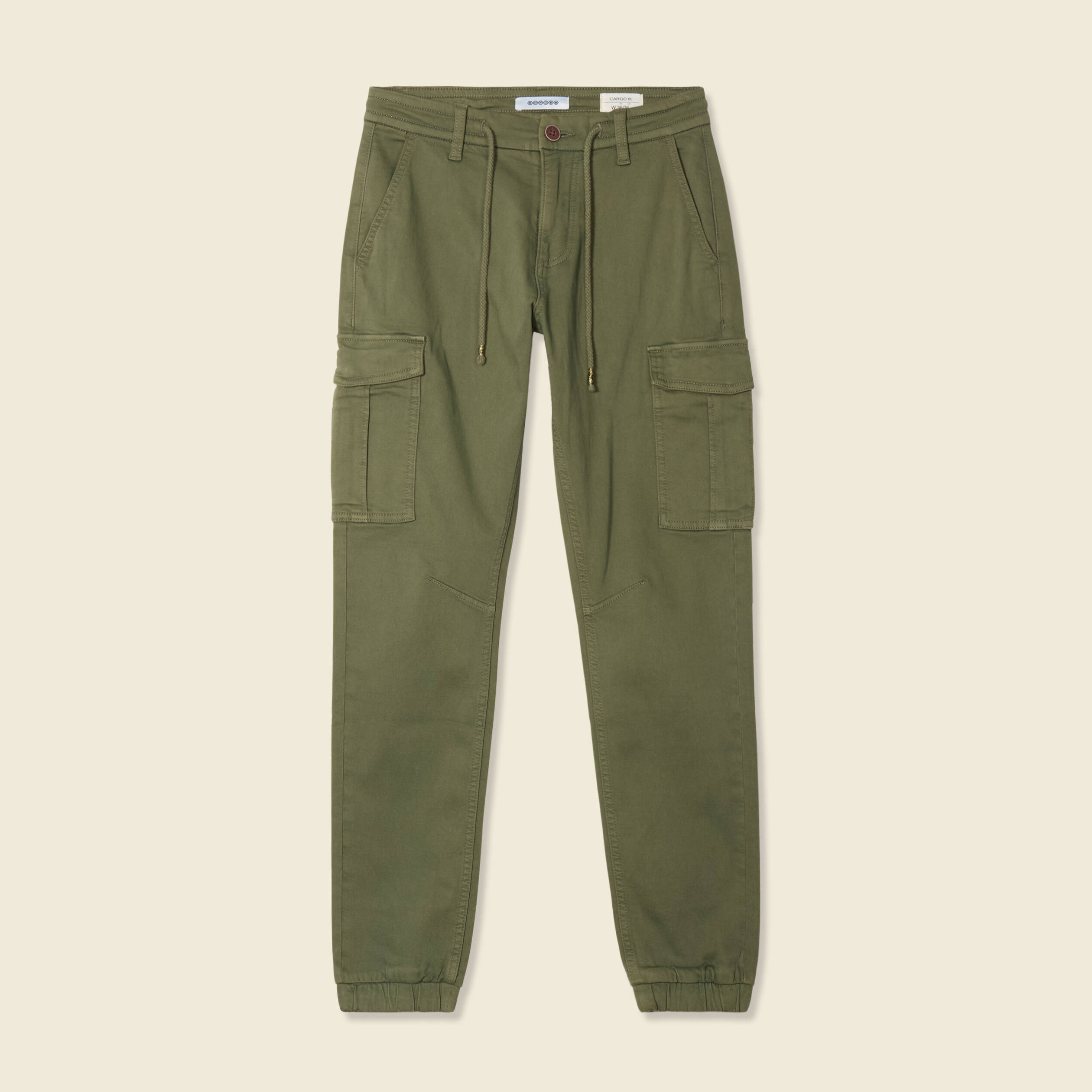 Pantalon cargo battle 7/8&egrave;me vert kaki femme