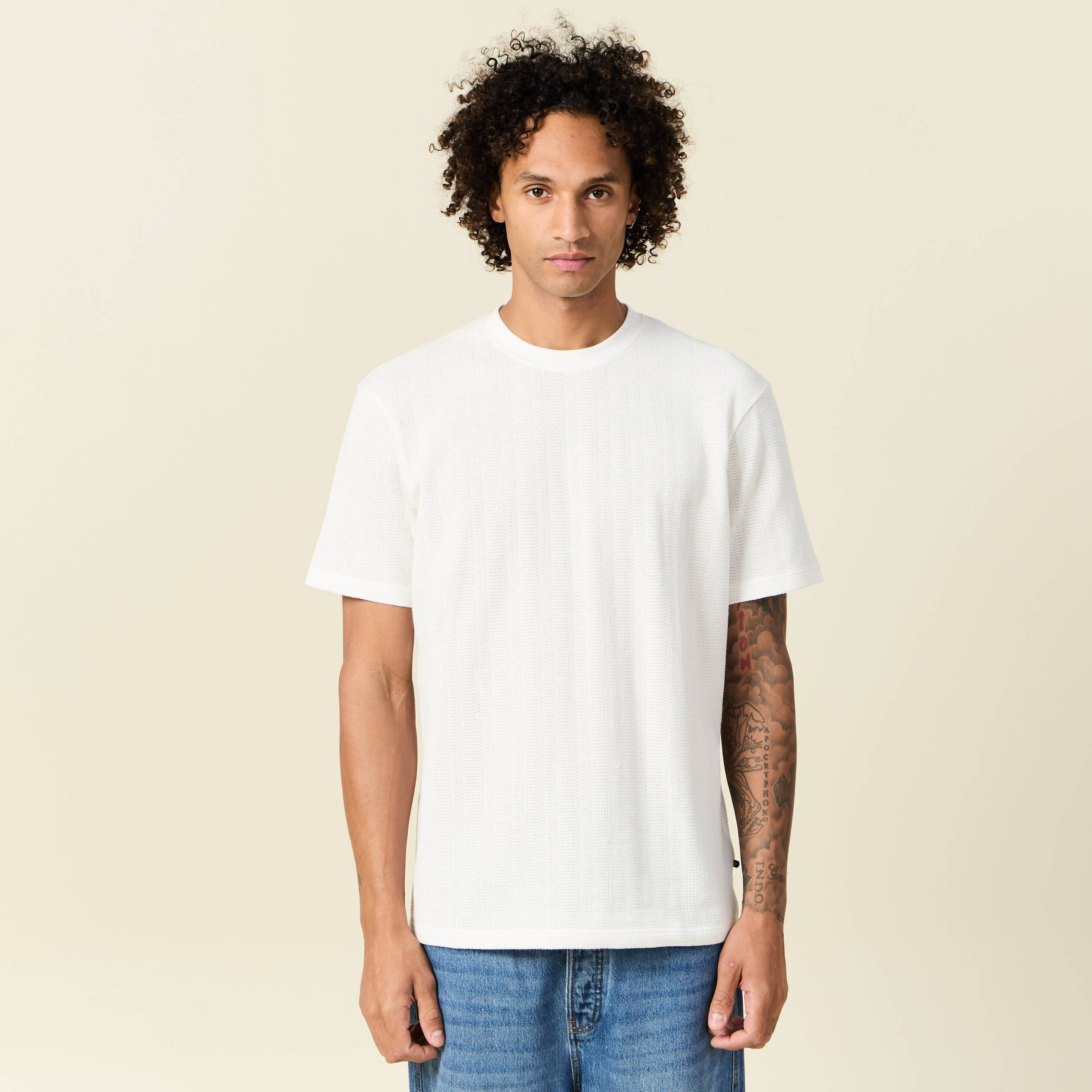 t shirt manches courtes ecru homme T-shirt manches courtes ecru homme