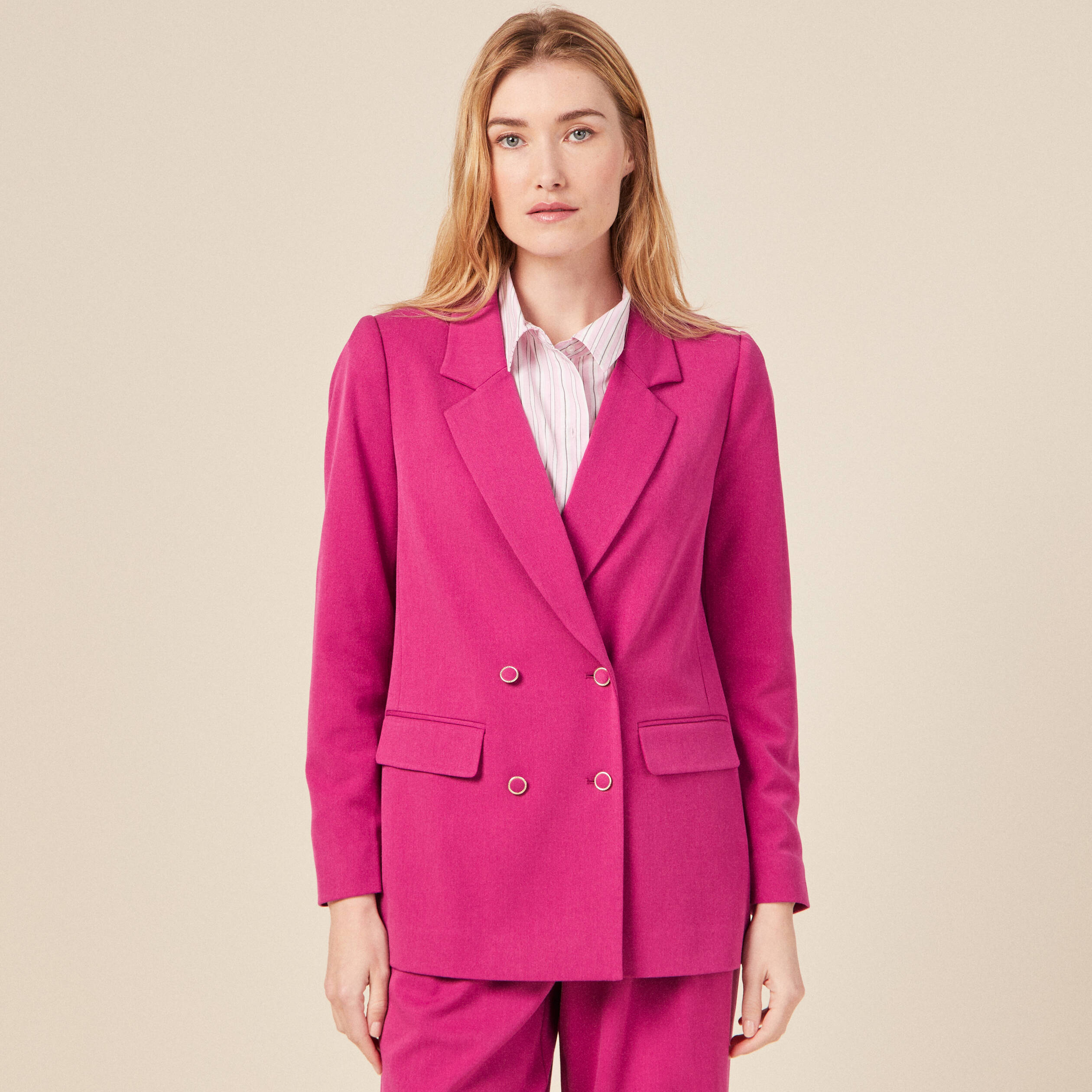 veste blazer double boutonnage violet clair femme Veste blazer double boutonnage violet clair femme