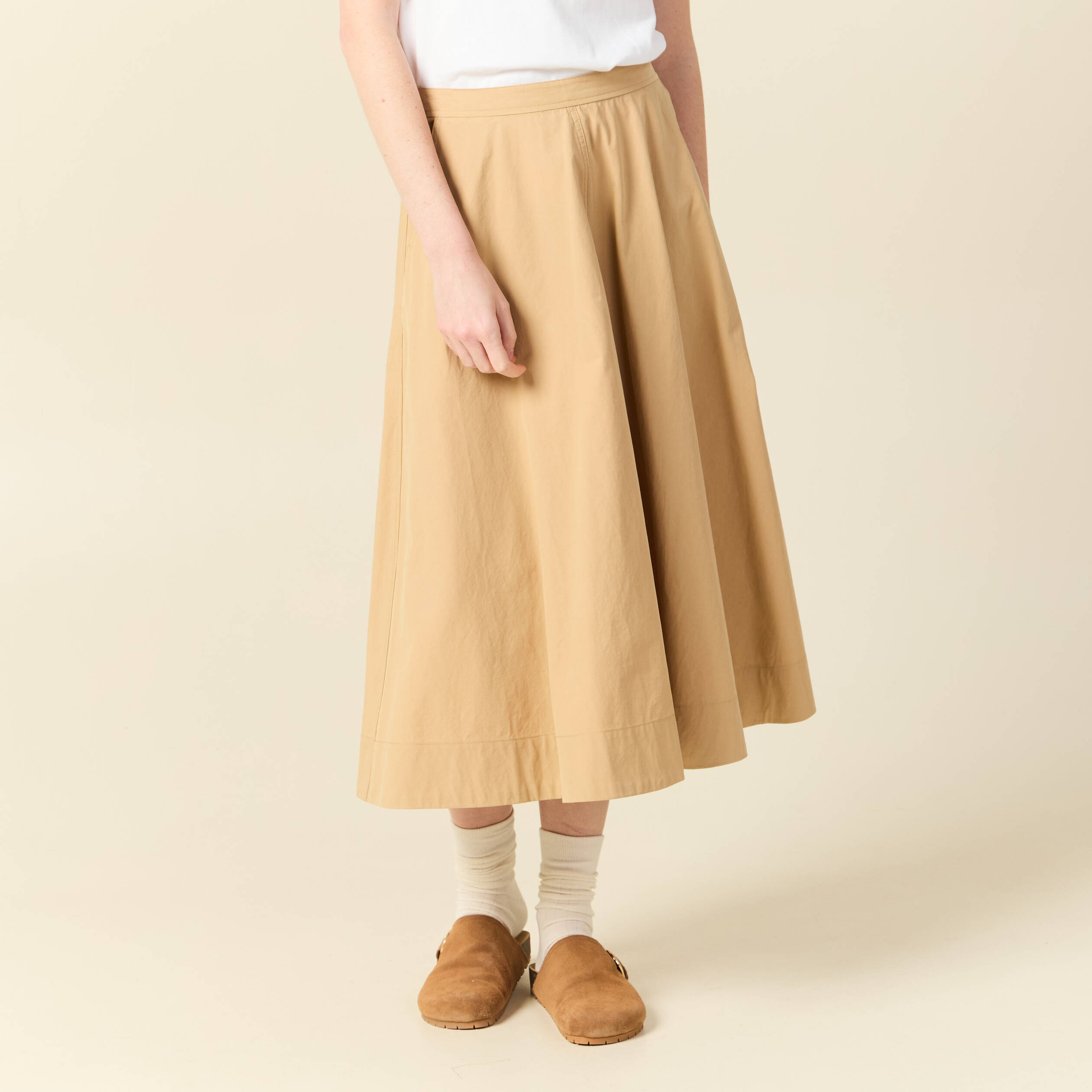 Jupe en coton beige femme