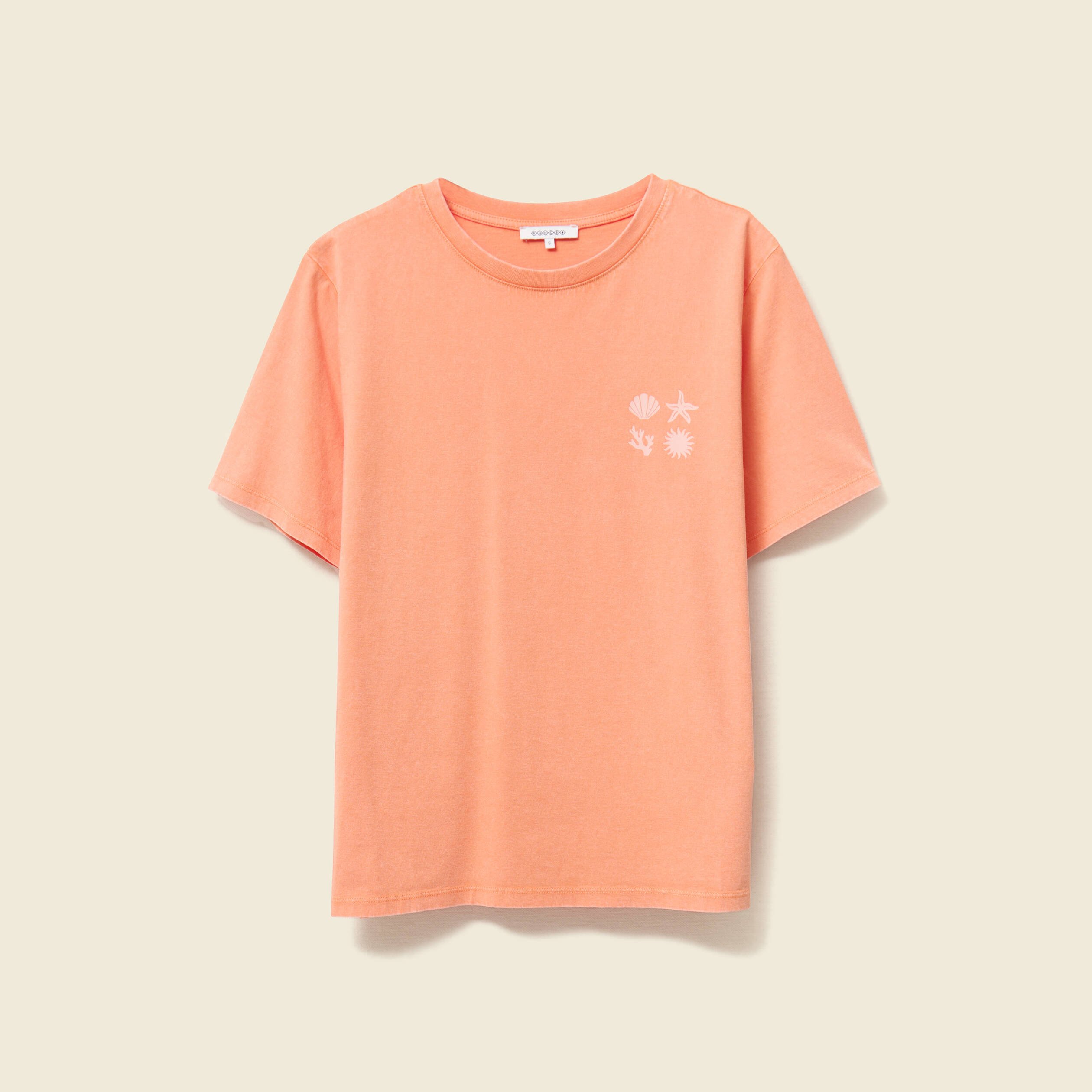 t shirt manches courtes orange clair femme T-shirt manches courtes orange clair femme
