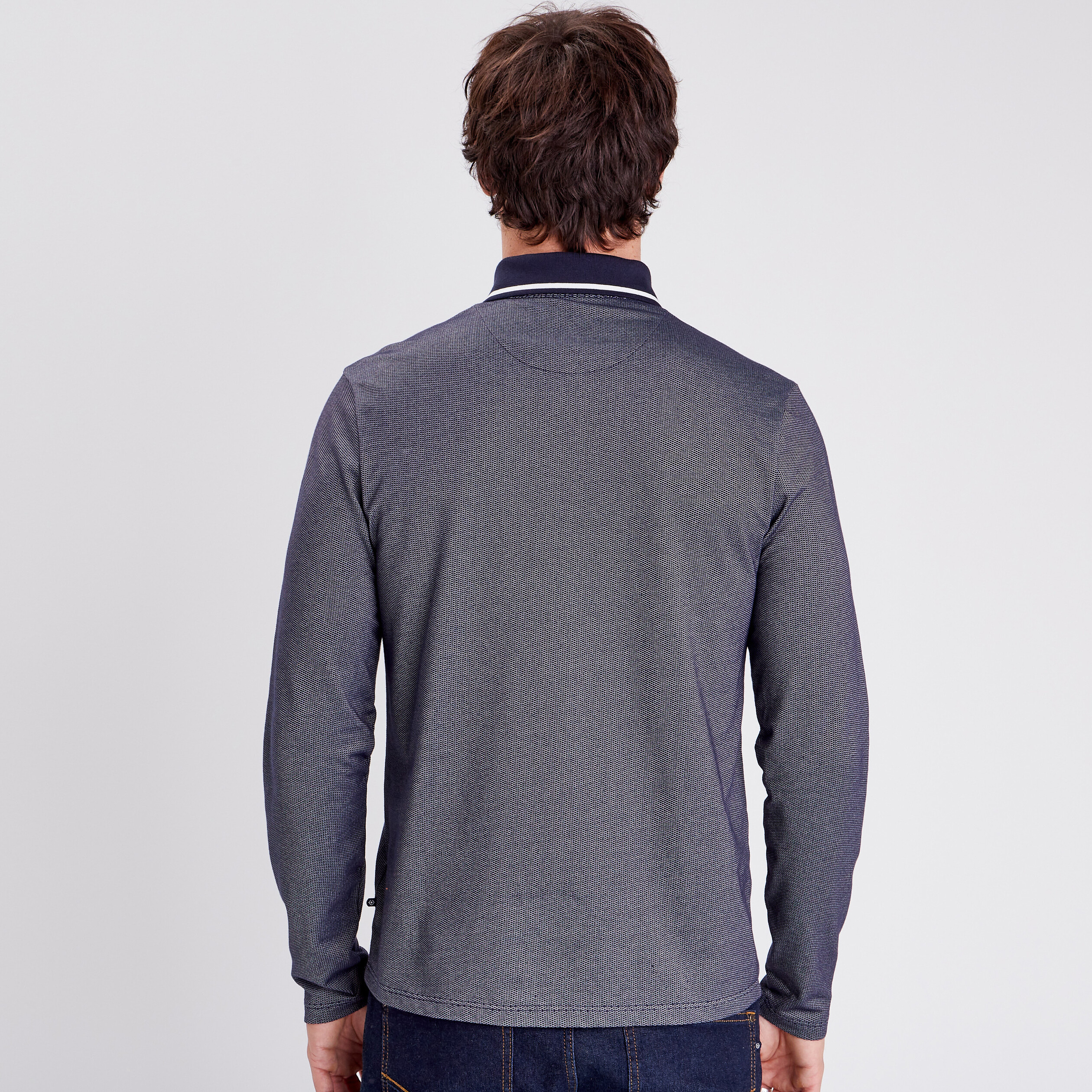 Polo manches longues bleu foncé homme