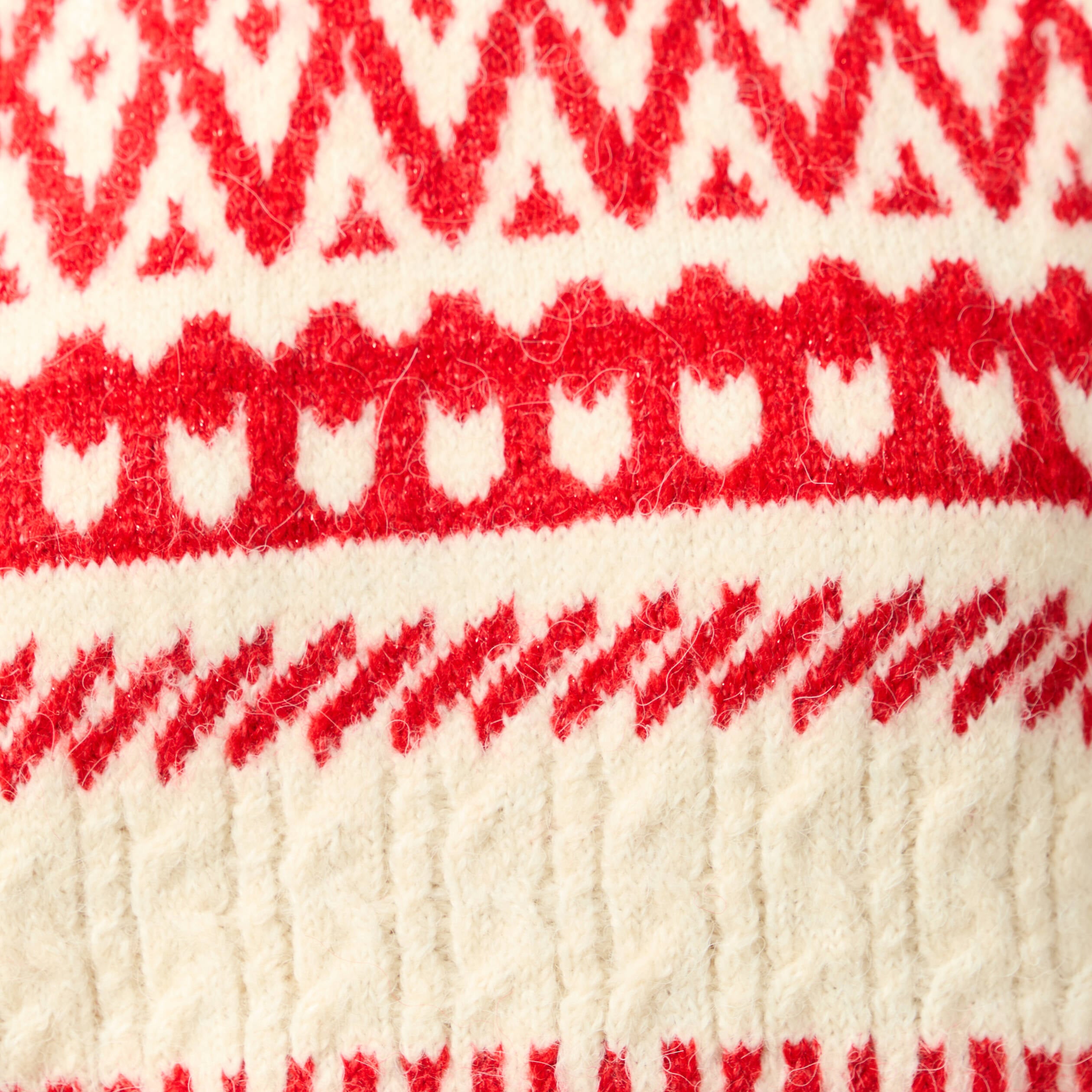 Pull manches longues col rond rouge femme