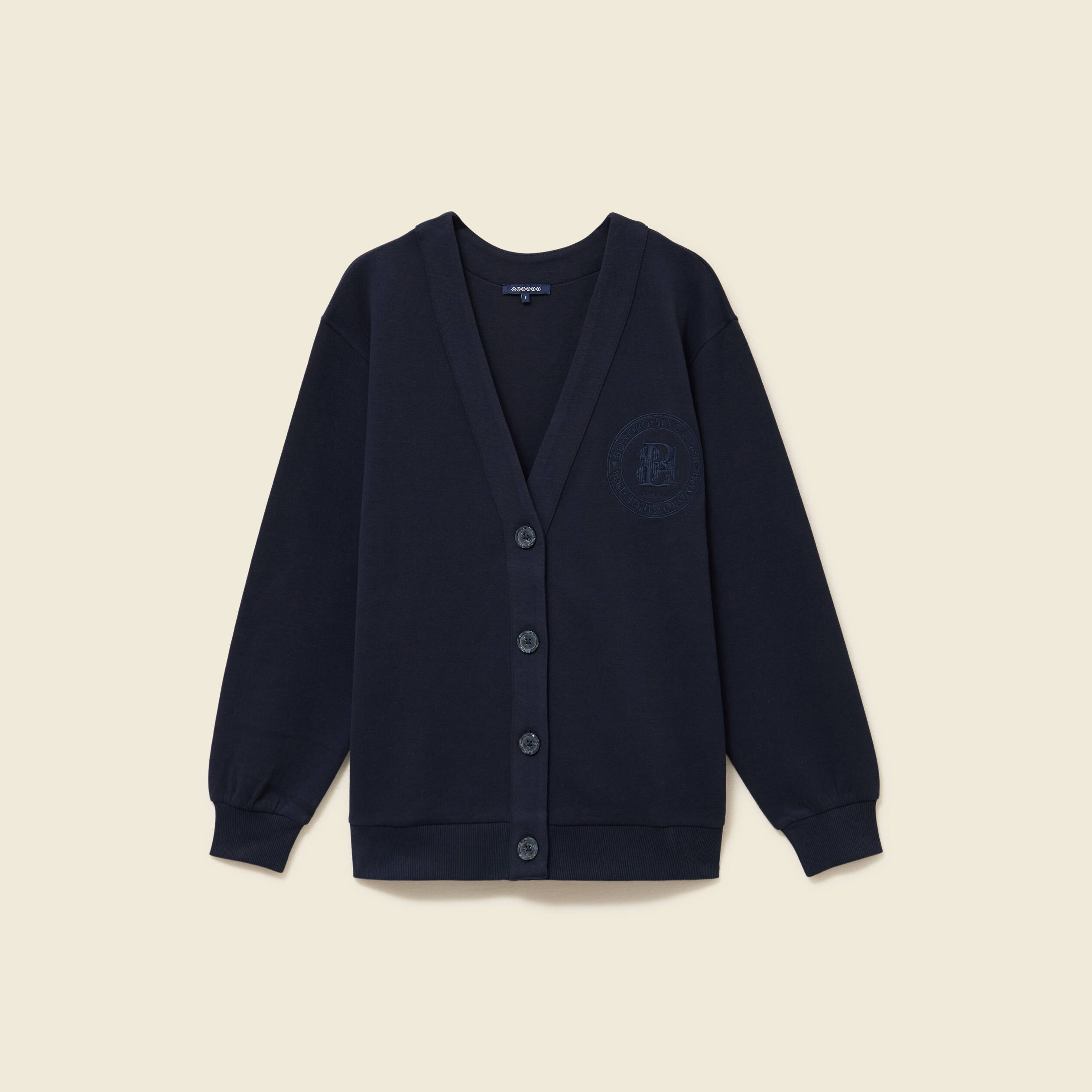 Cardigan oversize col v manches longues bleu marine femme
