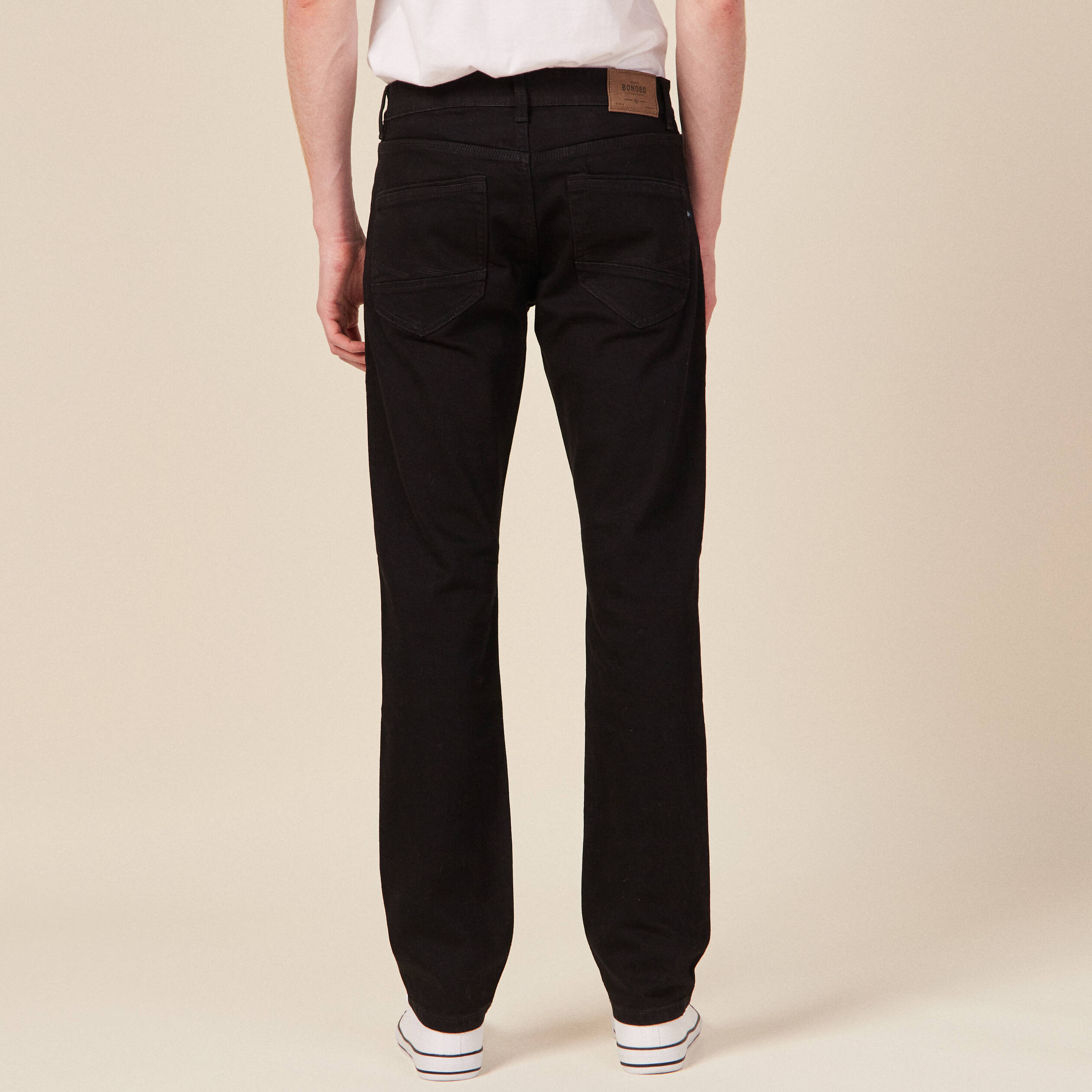 Jeans straight 5 poches denim noir homme Bonobo