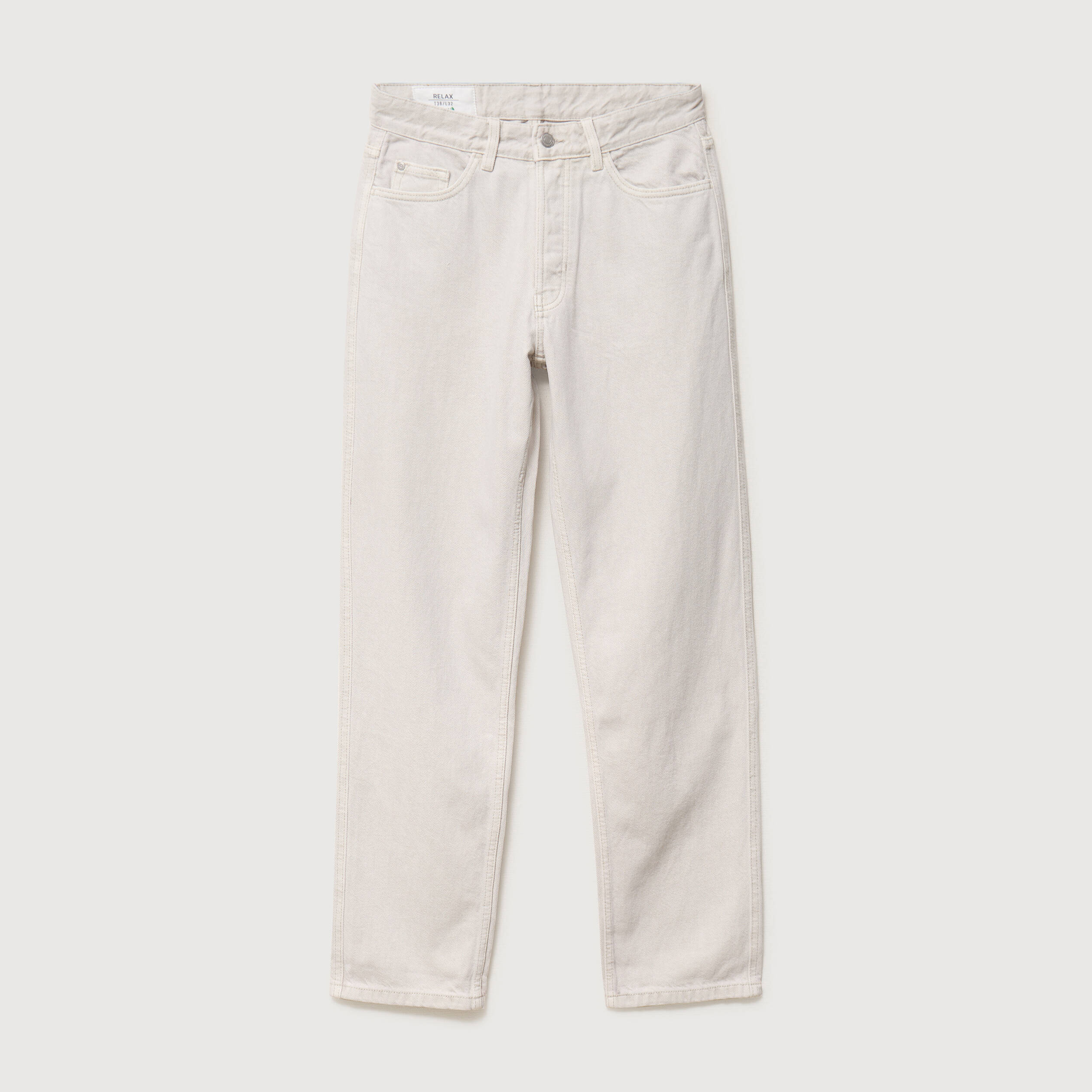 Jeans large longueur 32 en coton beige homme
