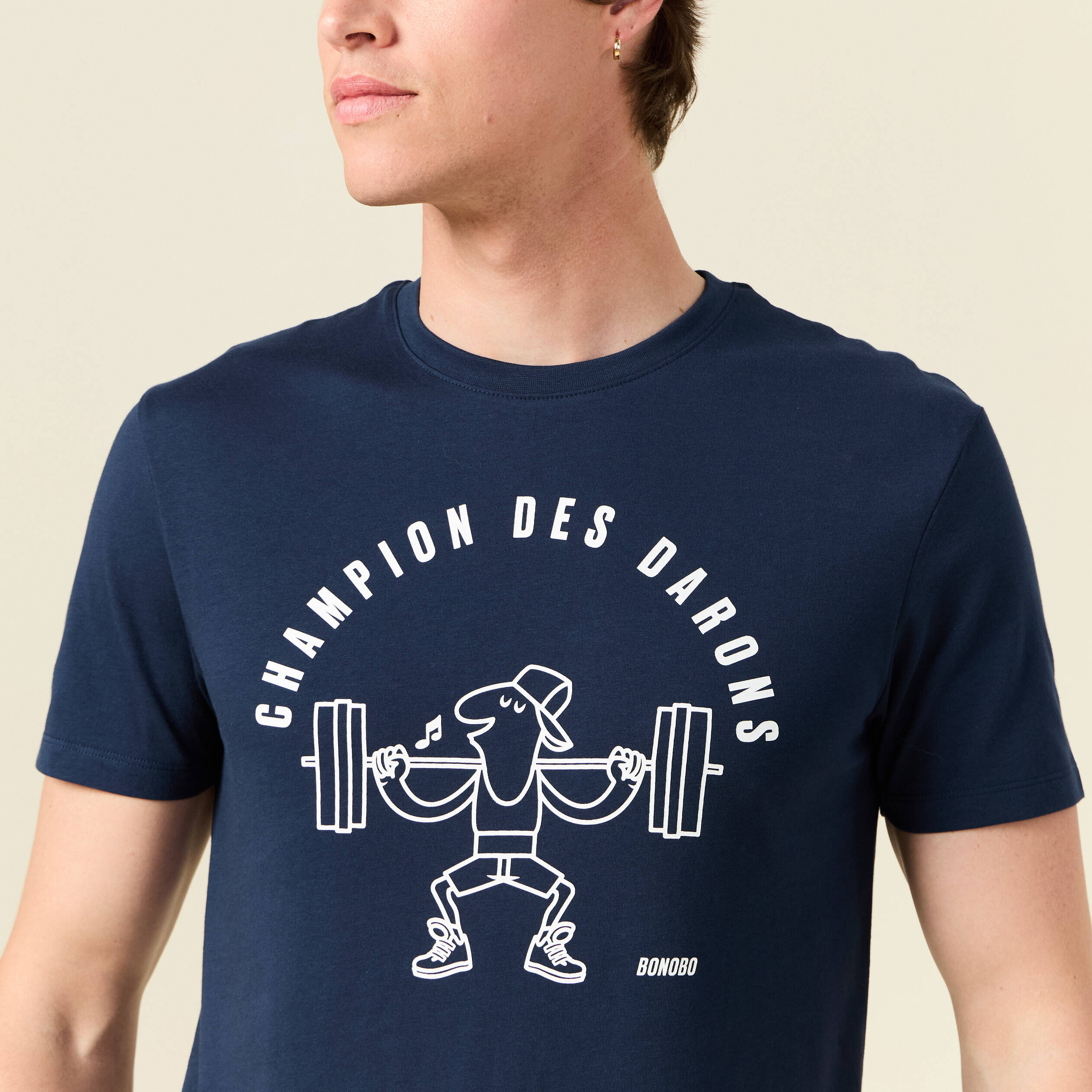 T shirt manches courtes bleu marine homme Bonobo