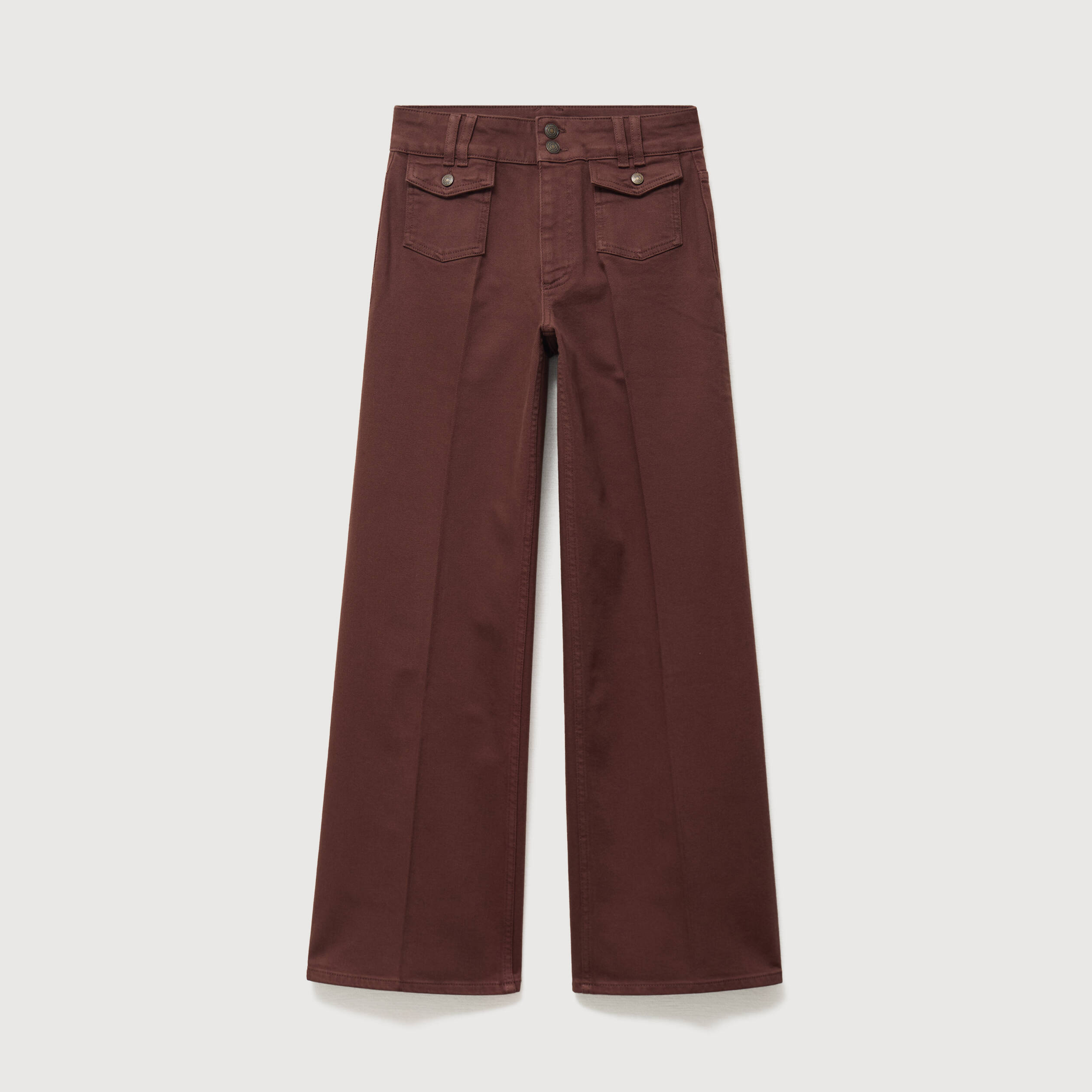 Jeans flare taille haute marron femme