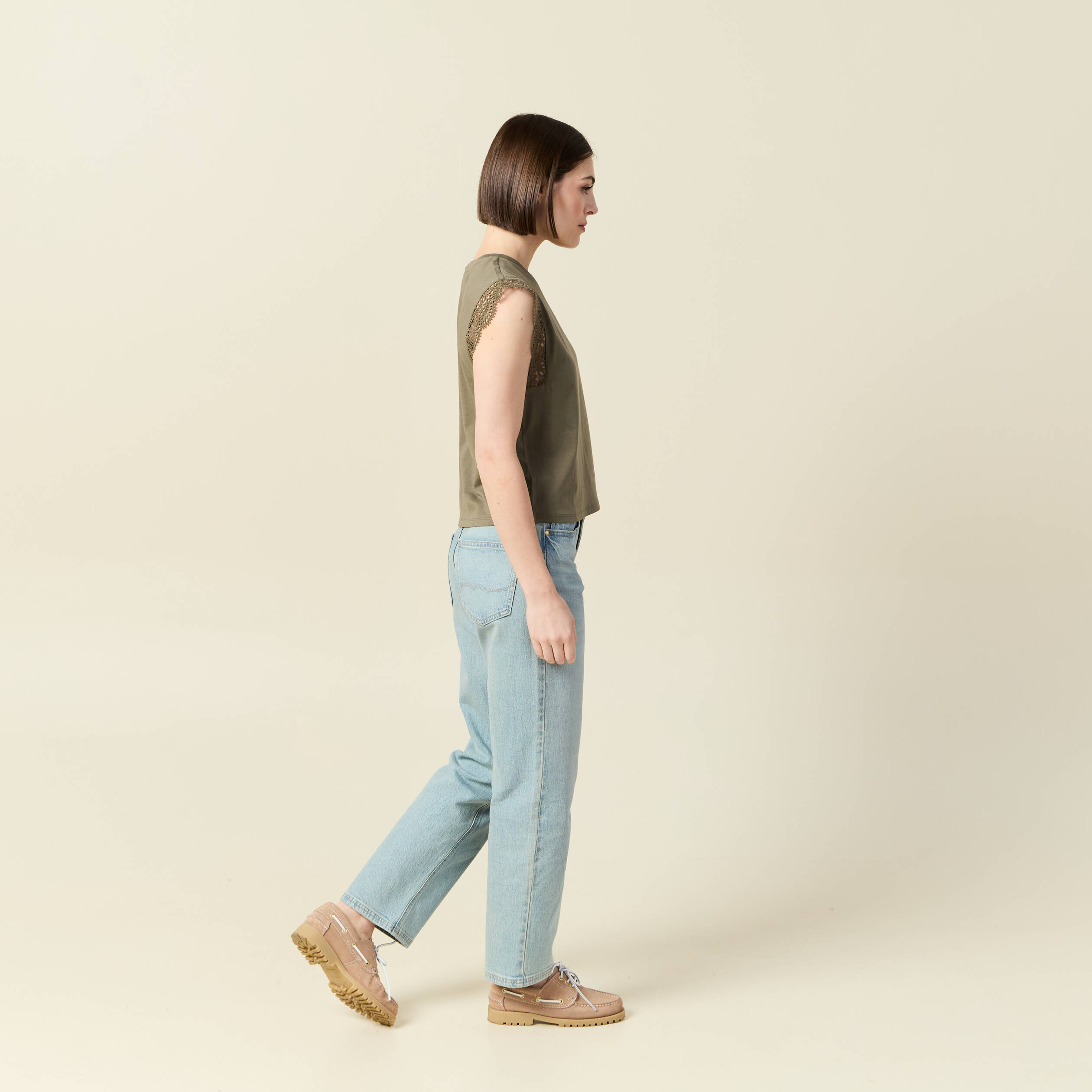 t shirt manches courtes vert kaki femme T-shirt manches courtes vert kaki femme