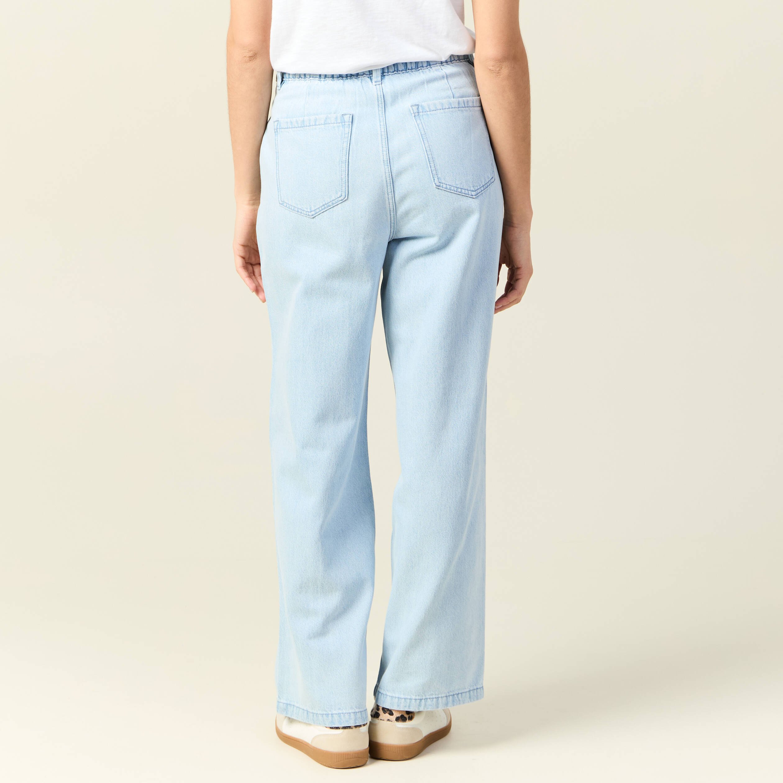 jeans large a pinces denim bleach femme Jeans large à pinces denim bleach femme