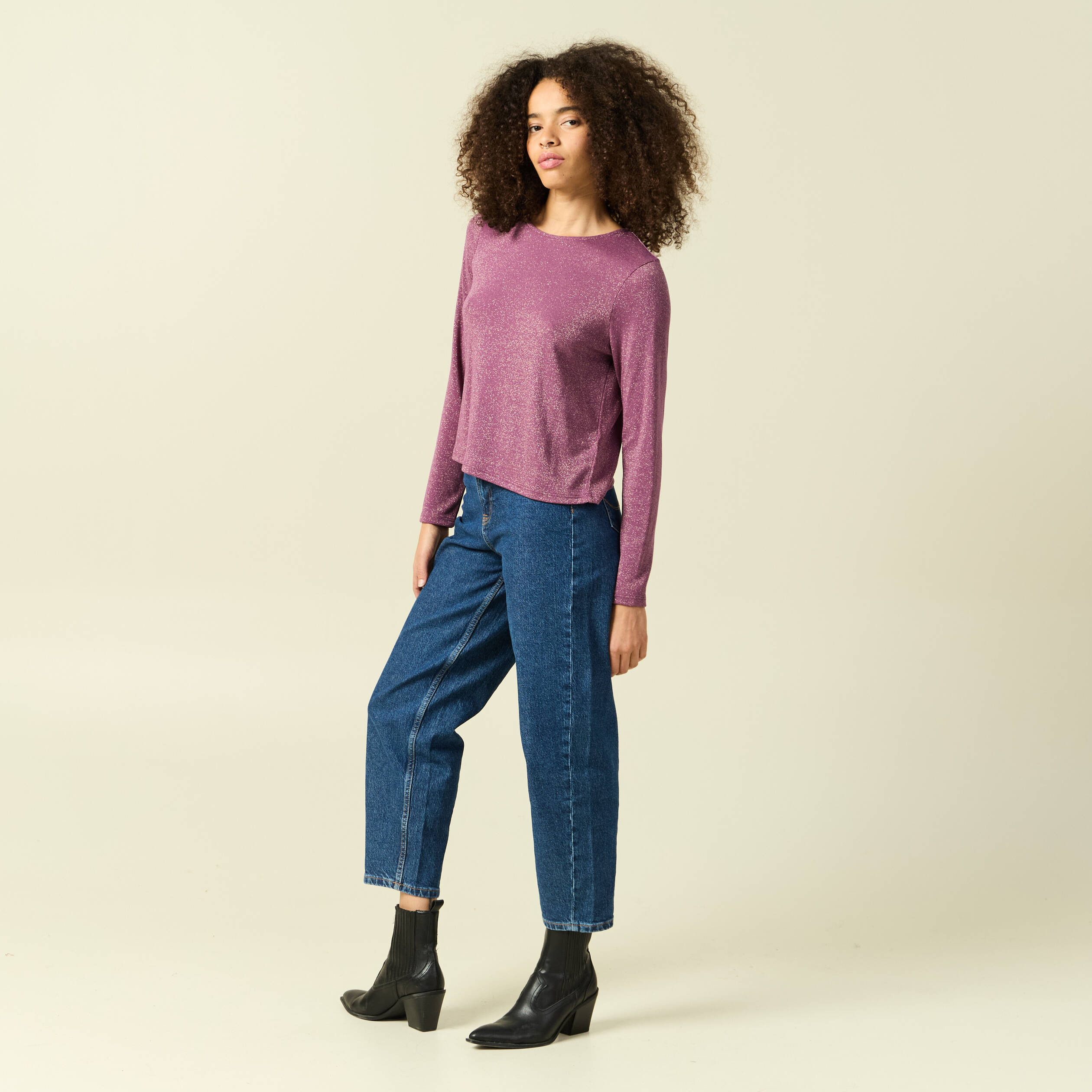 T-shirt manches longues violet femme