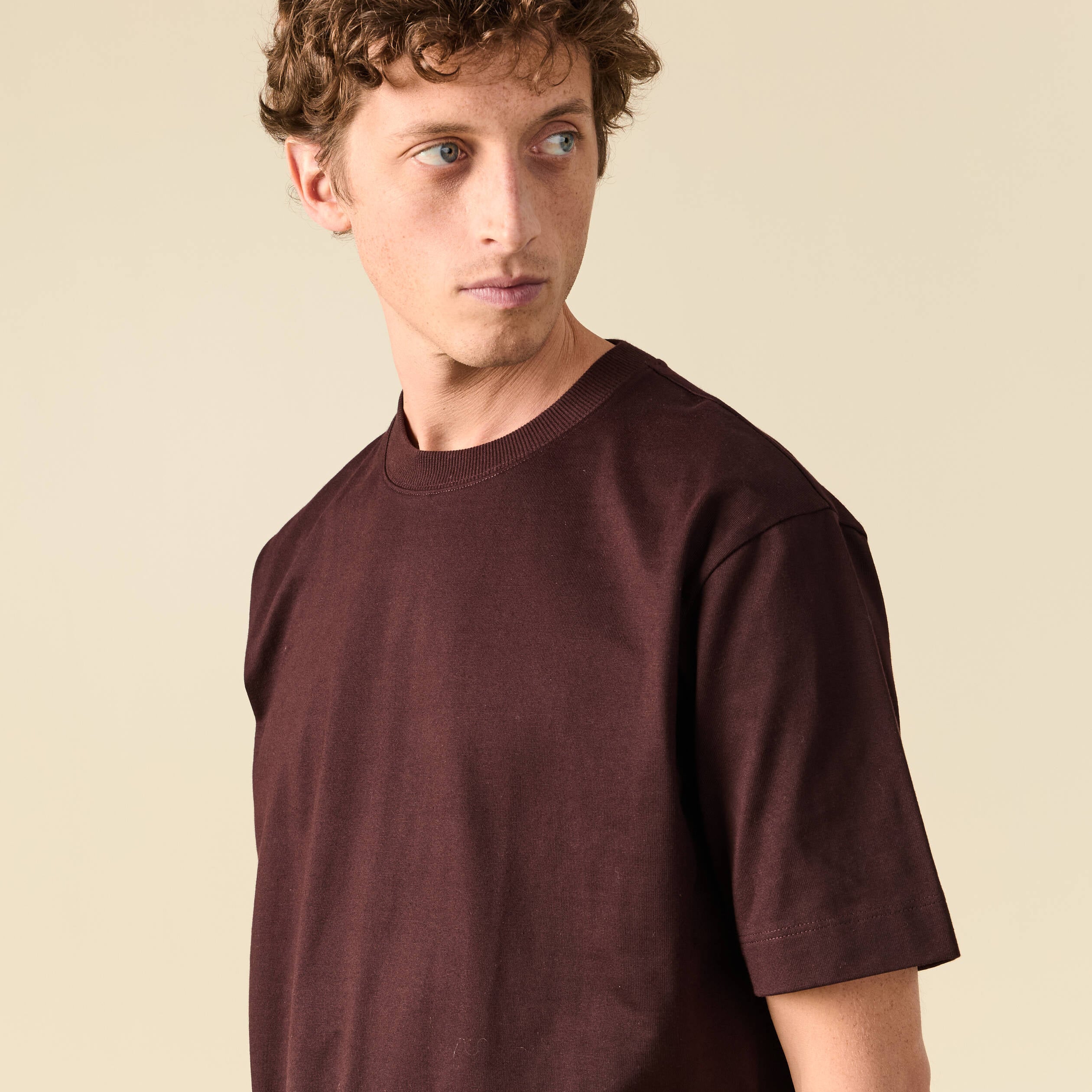 T-shirt en coton marron fonc&eacute; homme