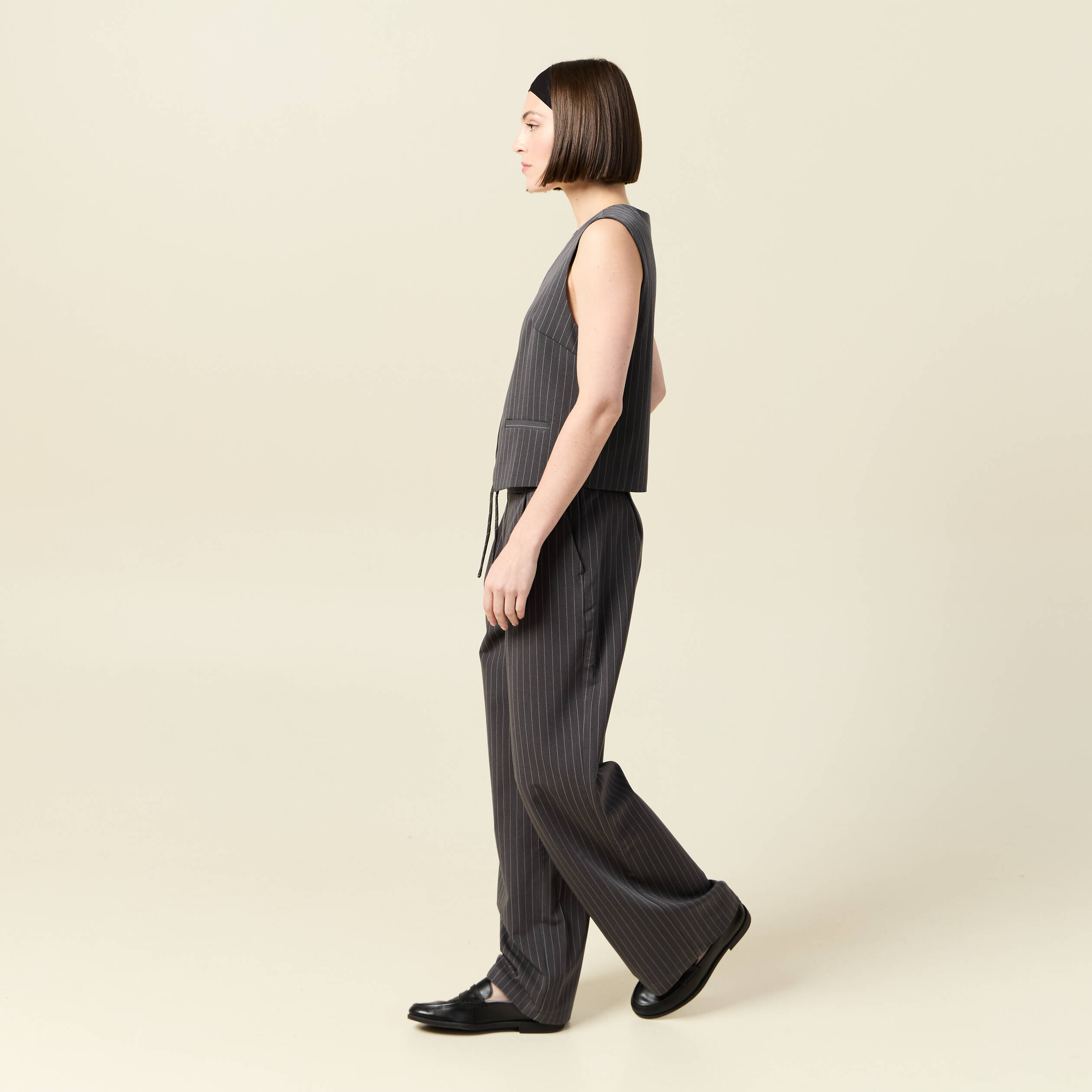 Veston sans manches gris femme